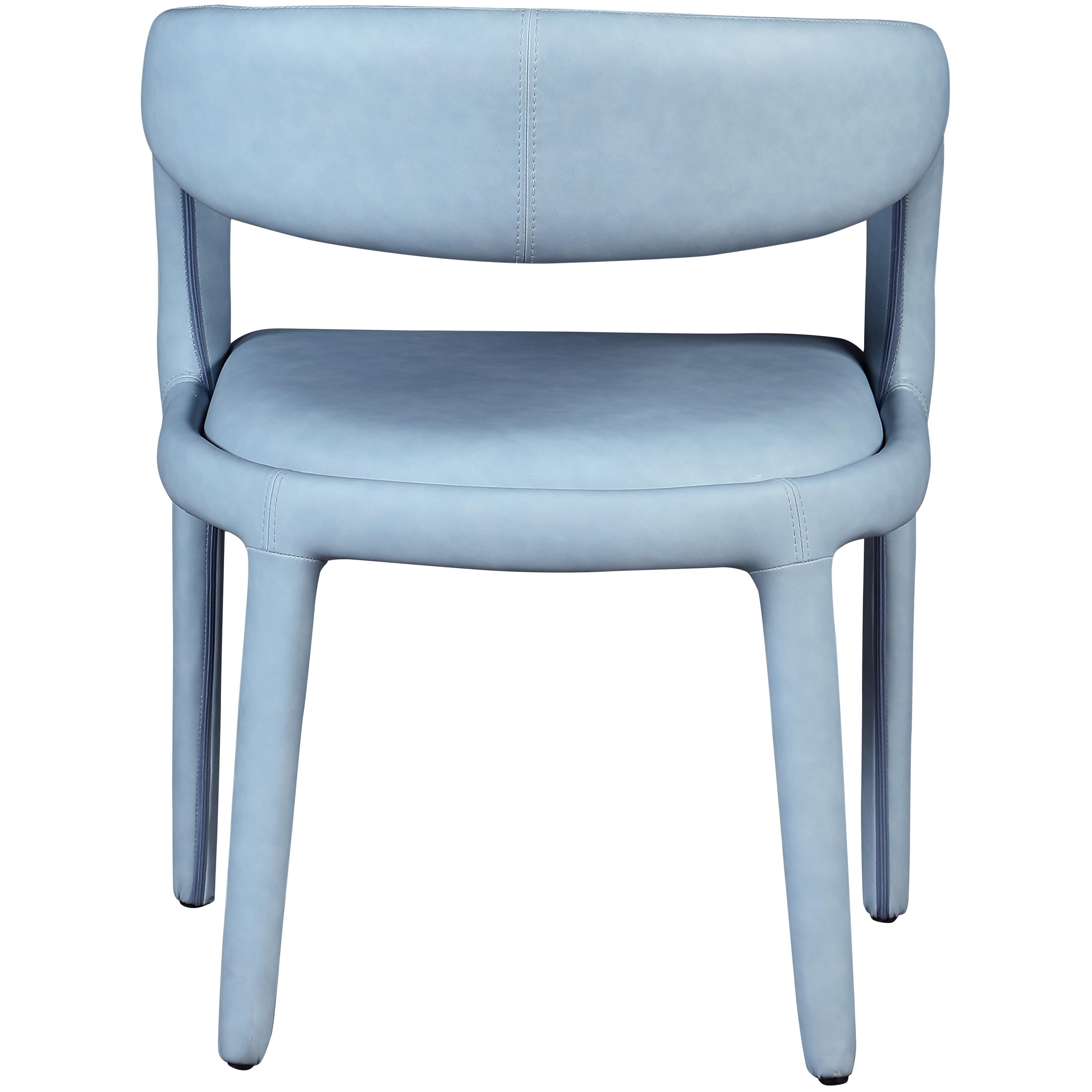 Meridian Sylvester Light Blue Vegan Leather Dining Chair