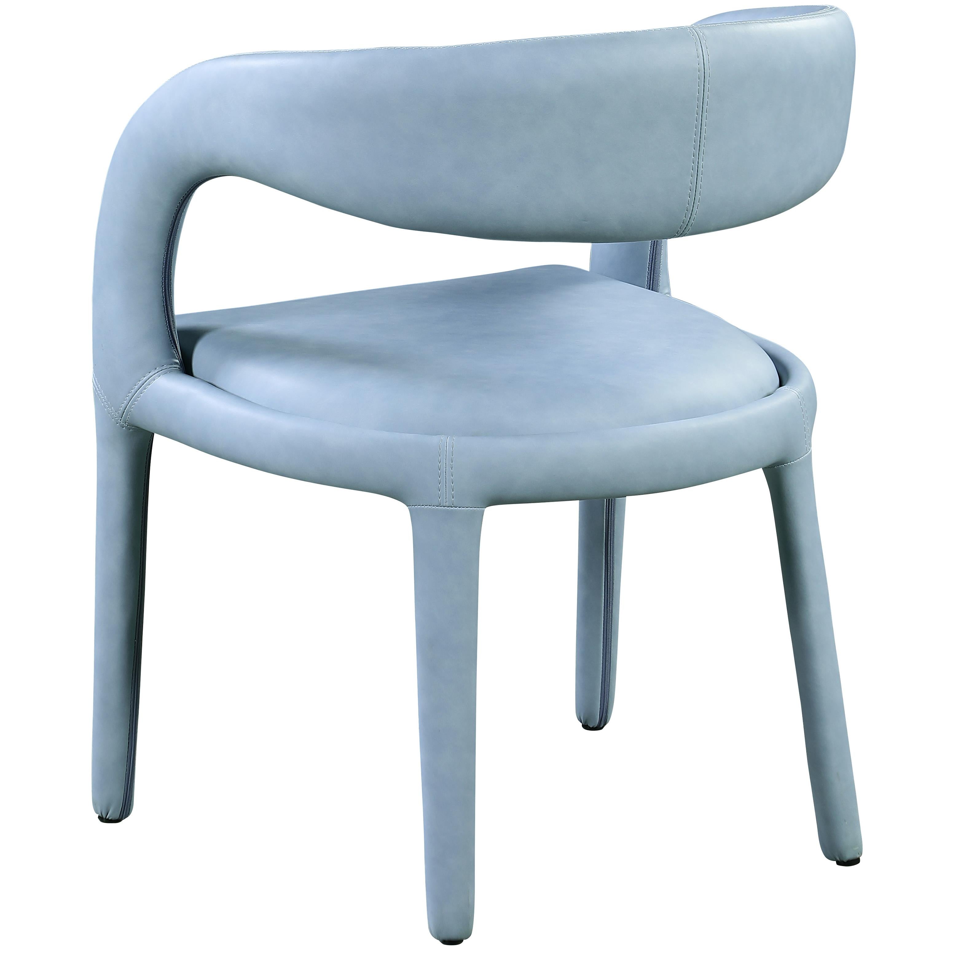 Meridian Sylvester Light Blue Vegan Leather Dining Chair