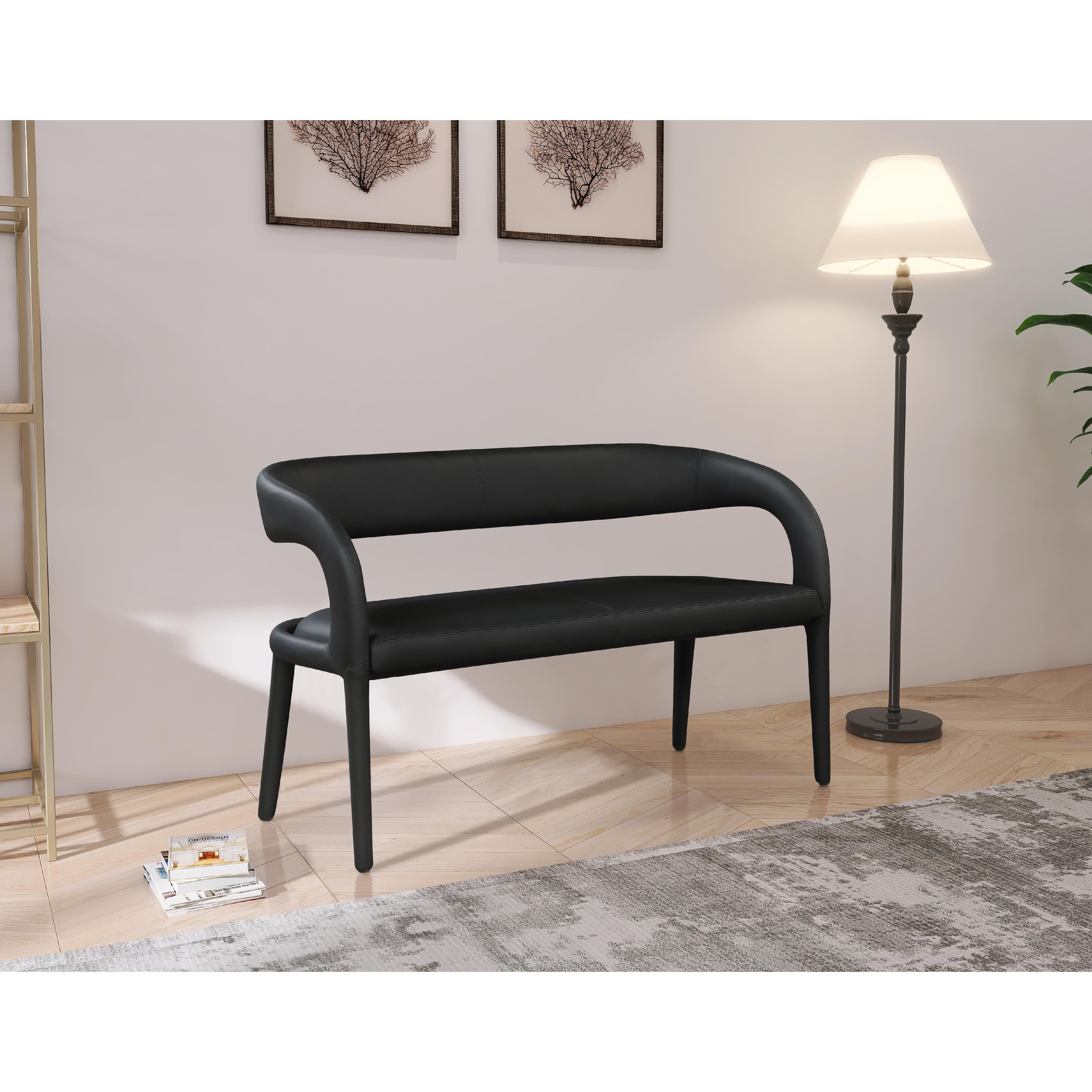 Meridian Sylvester Black Vegan Leather Bench