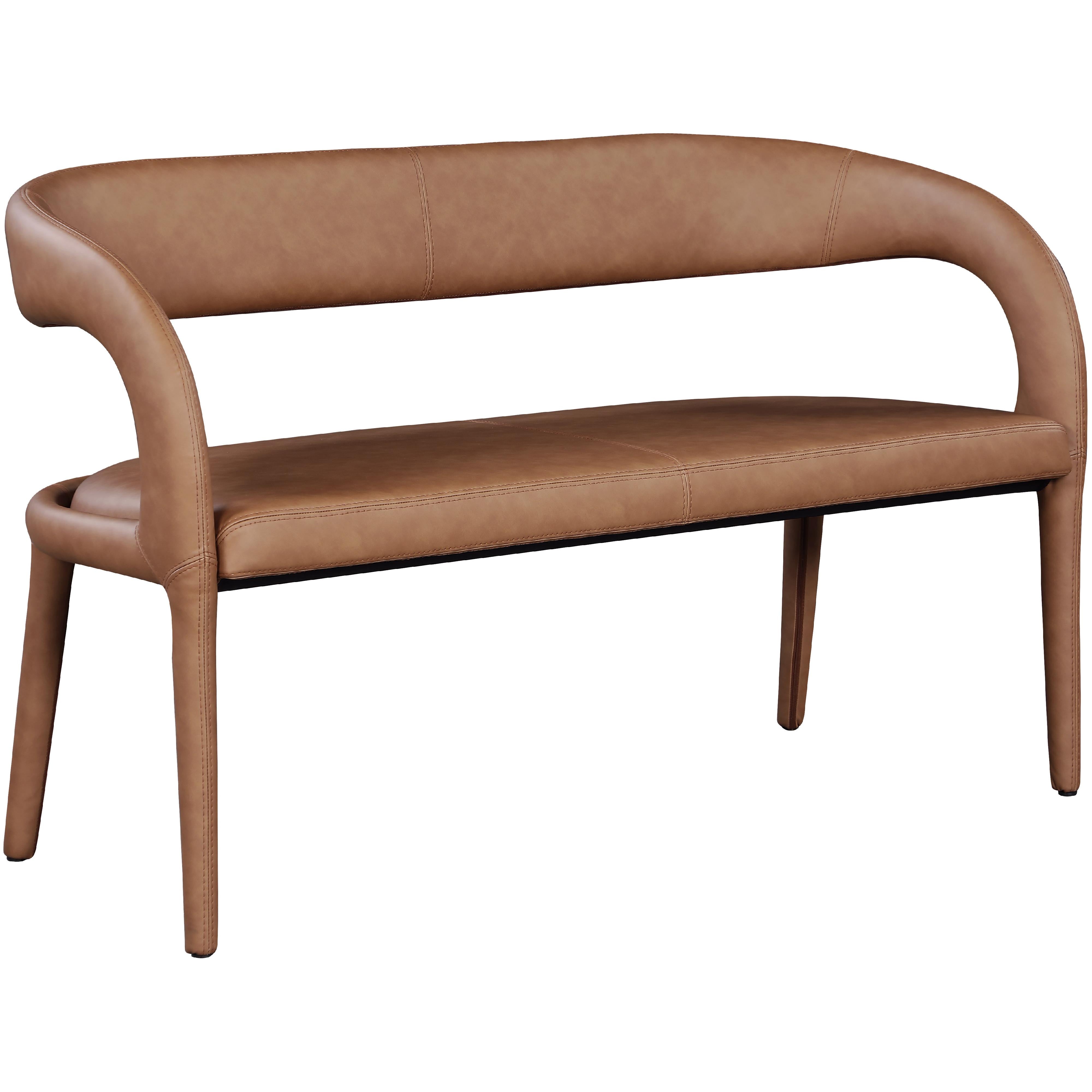 Meridian Sylvester Brown Vegan Leather Bench