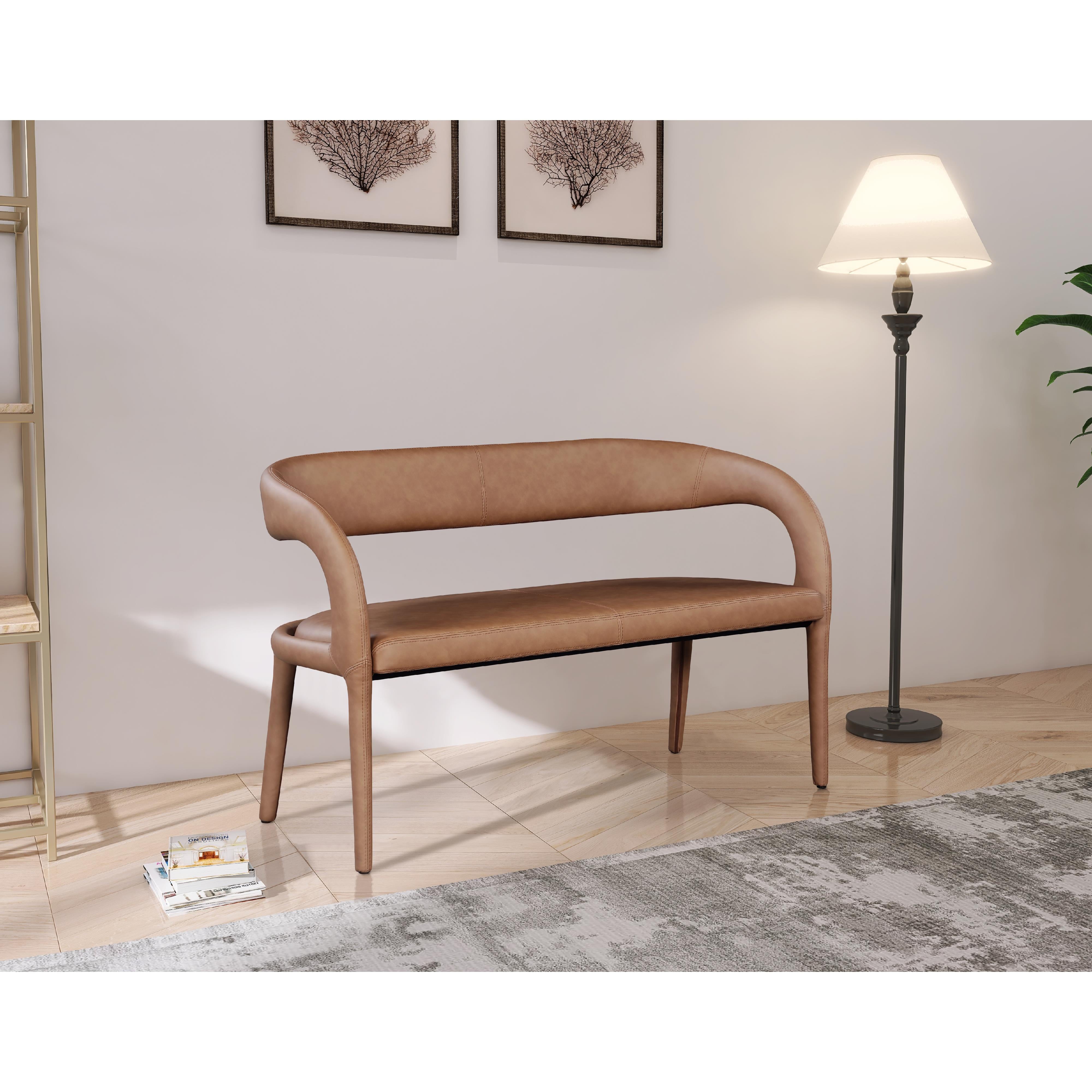 Meridian Sylvester Brown Vegan Leather Bench