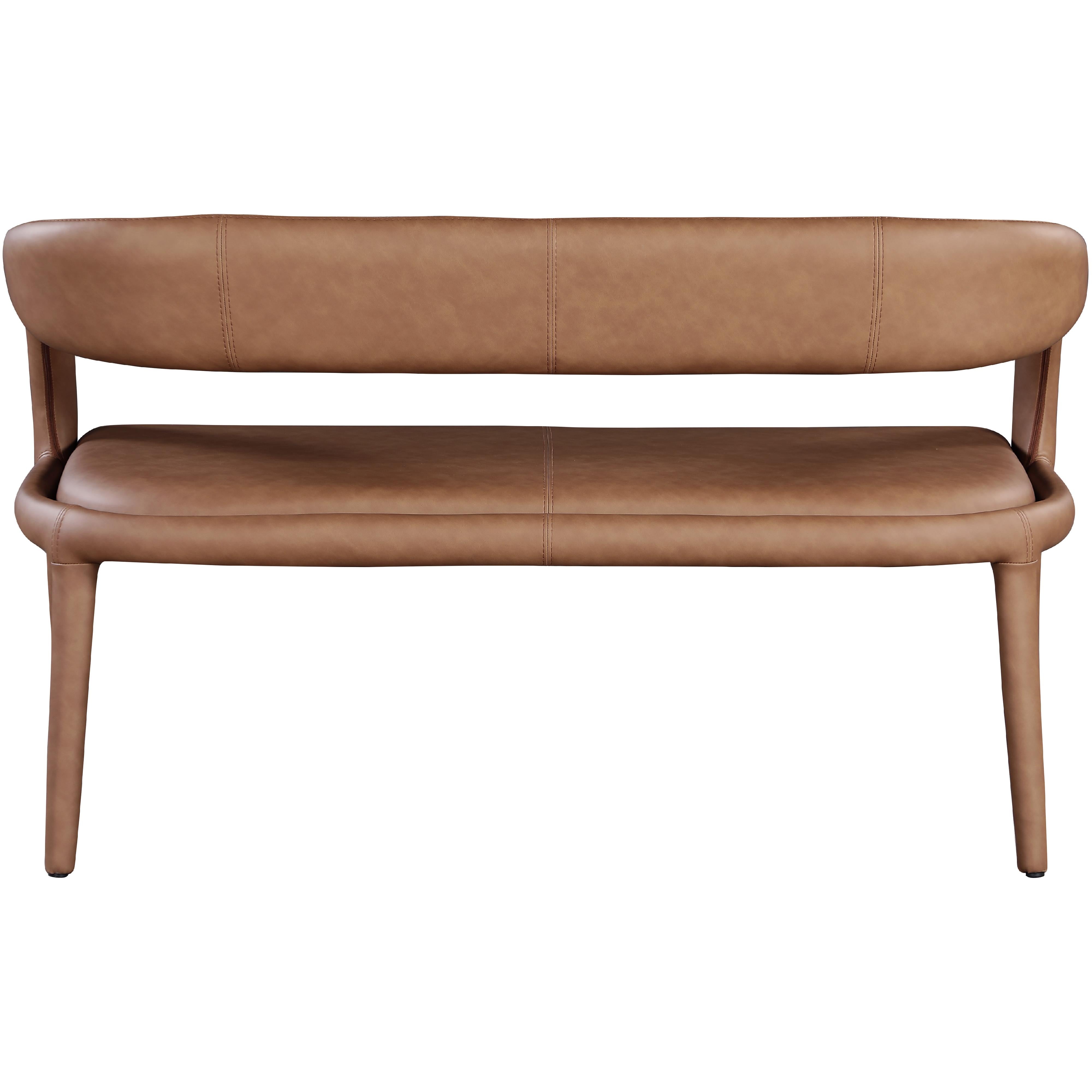 Meridian Sylvester Brown Vegan Leather Bench