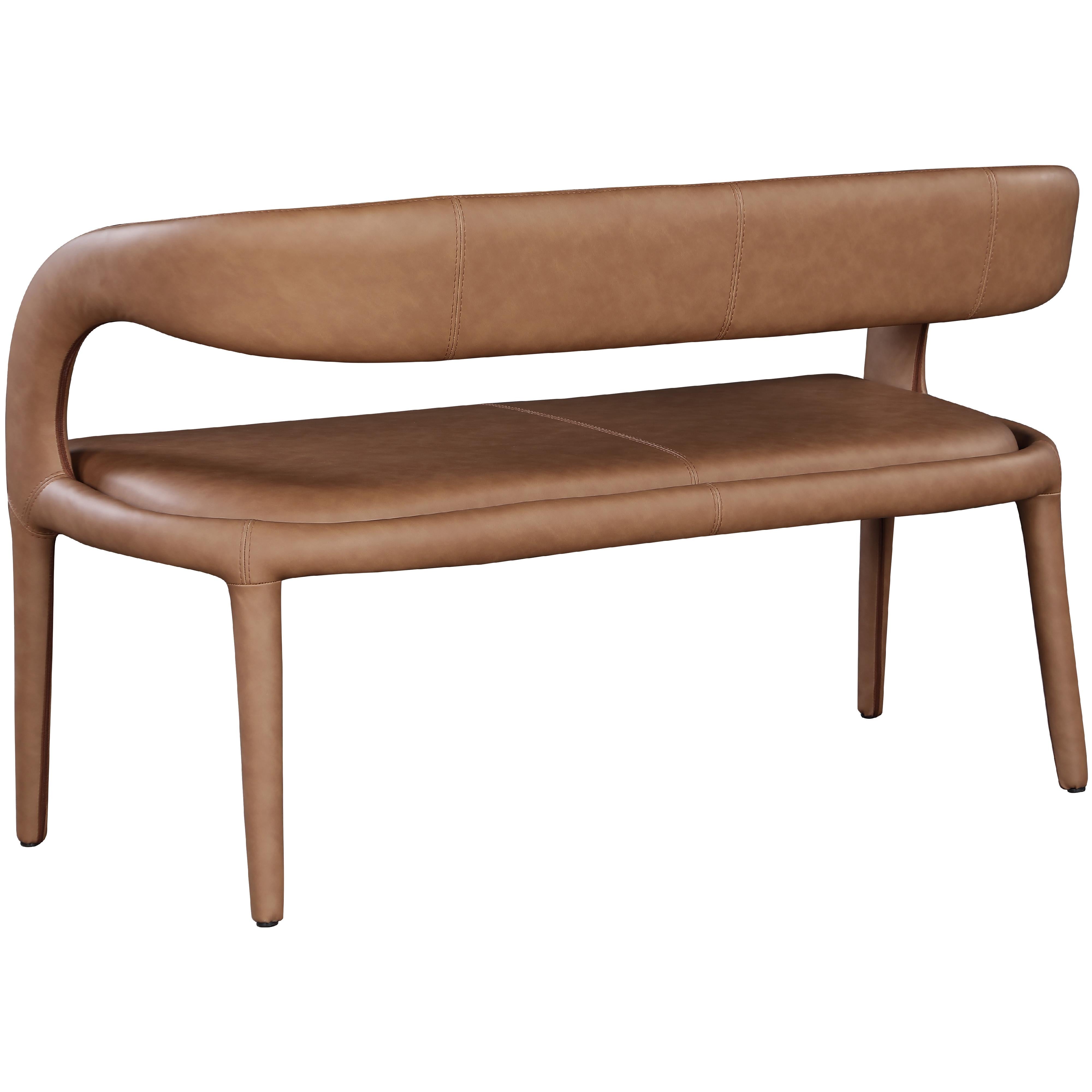 Meridian Sylvester Brown Vegan Leather Bench