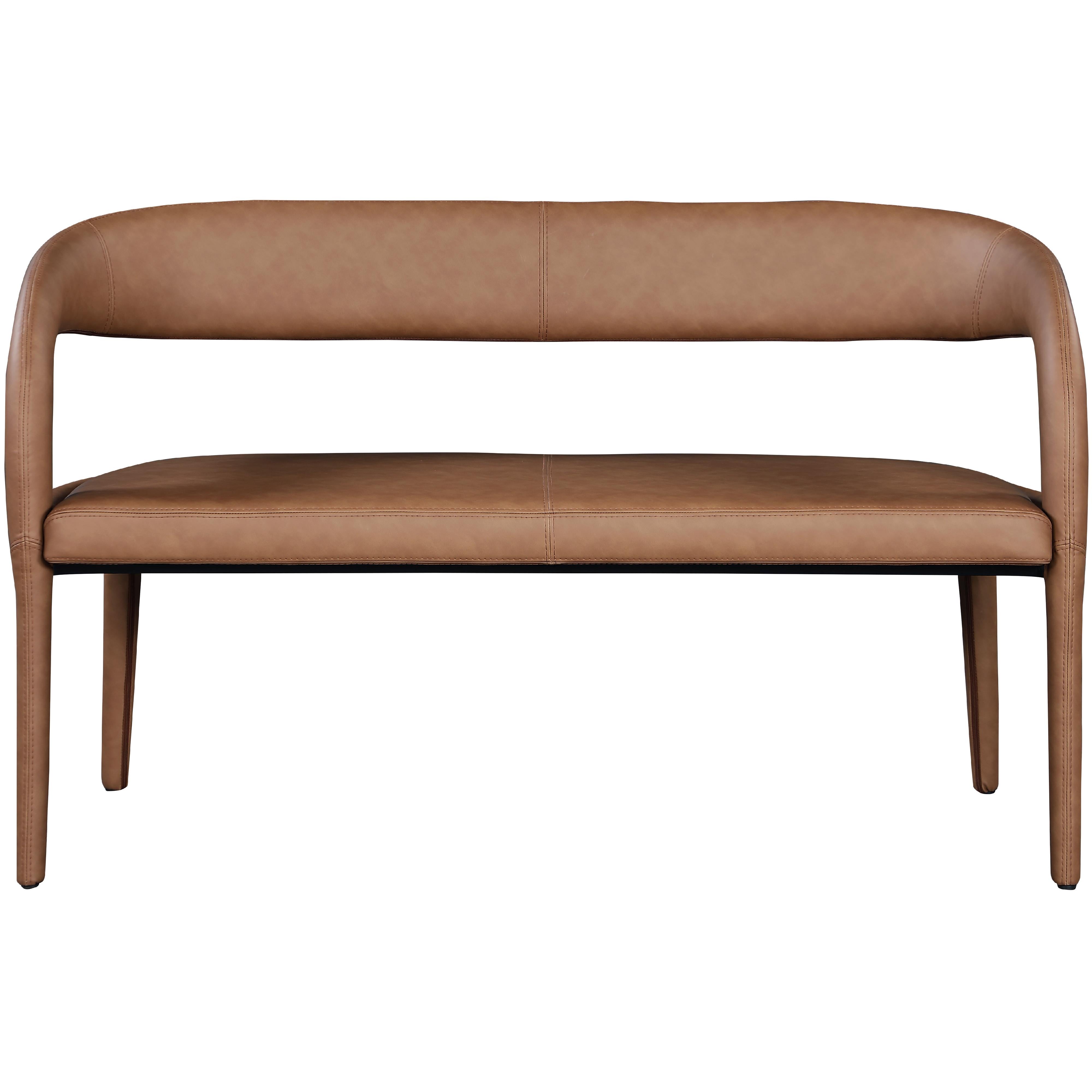 Meridian Sylvester Brown Vegan Leather Bench