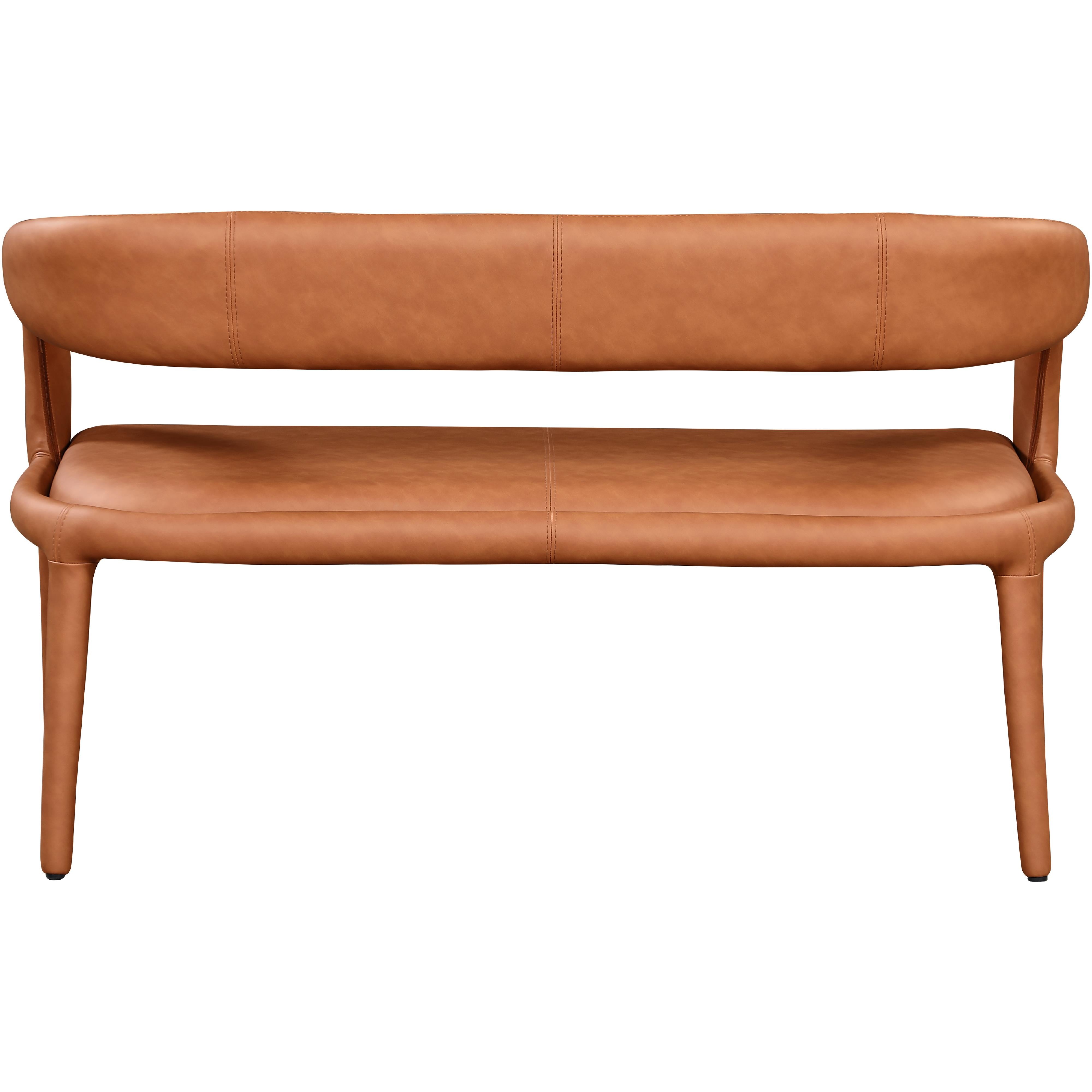 Meridian Sylvester Cognac Vegan Leather Bench