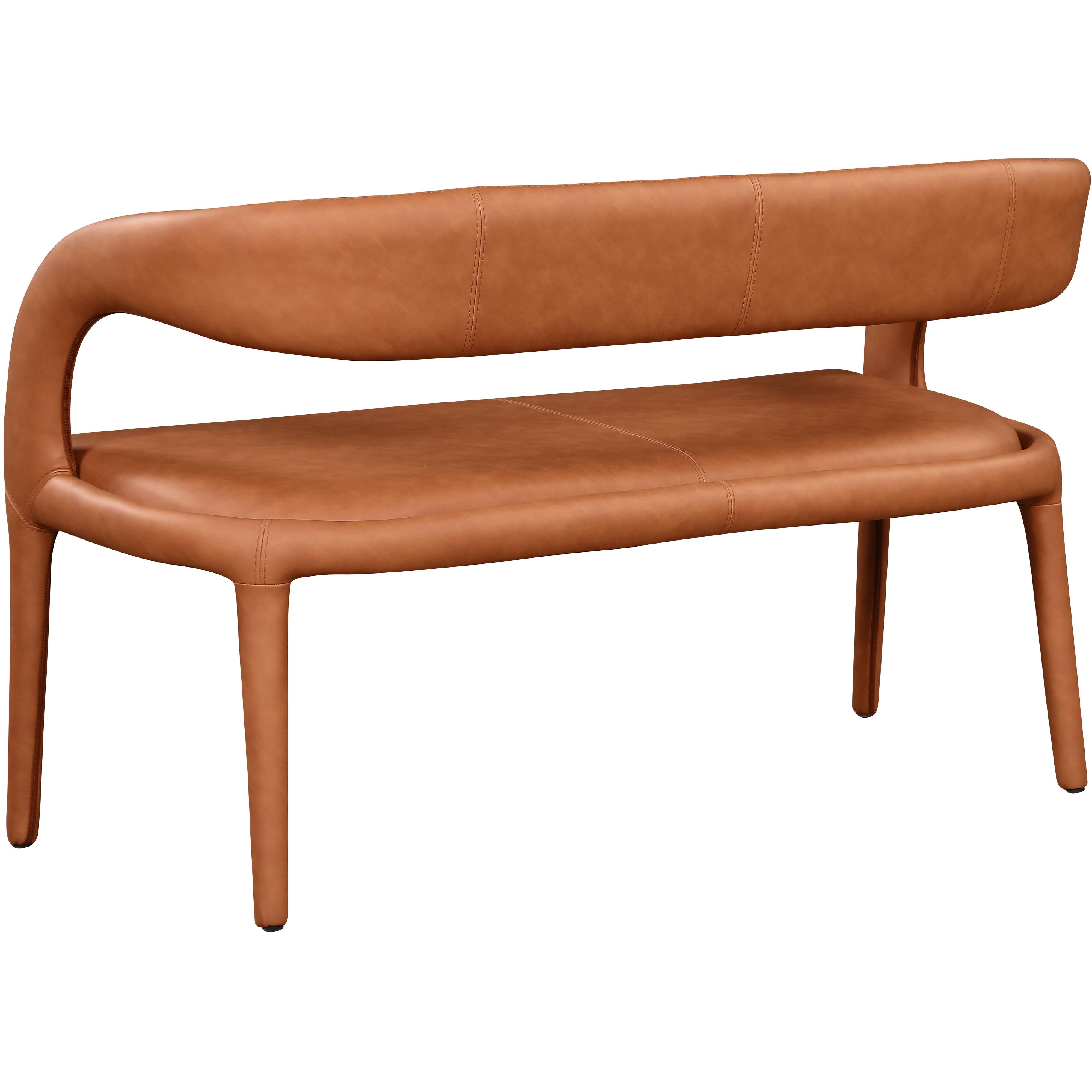 Meridian Sylvester Cognac Vegan Leather Bench