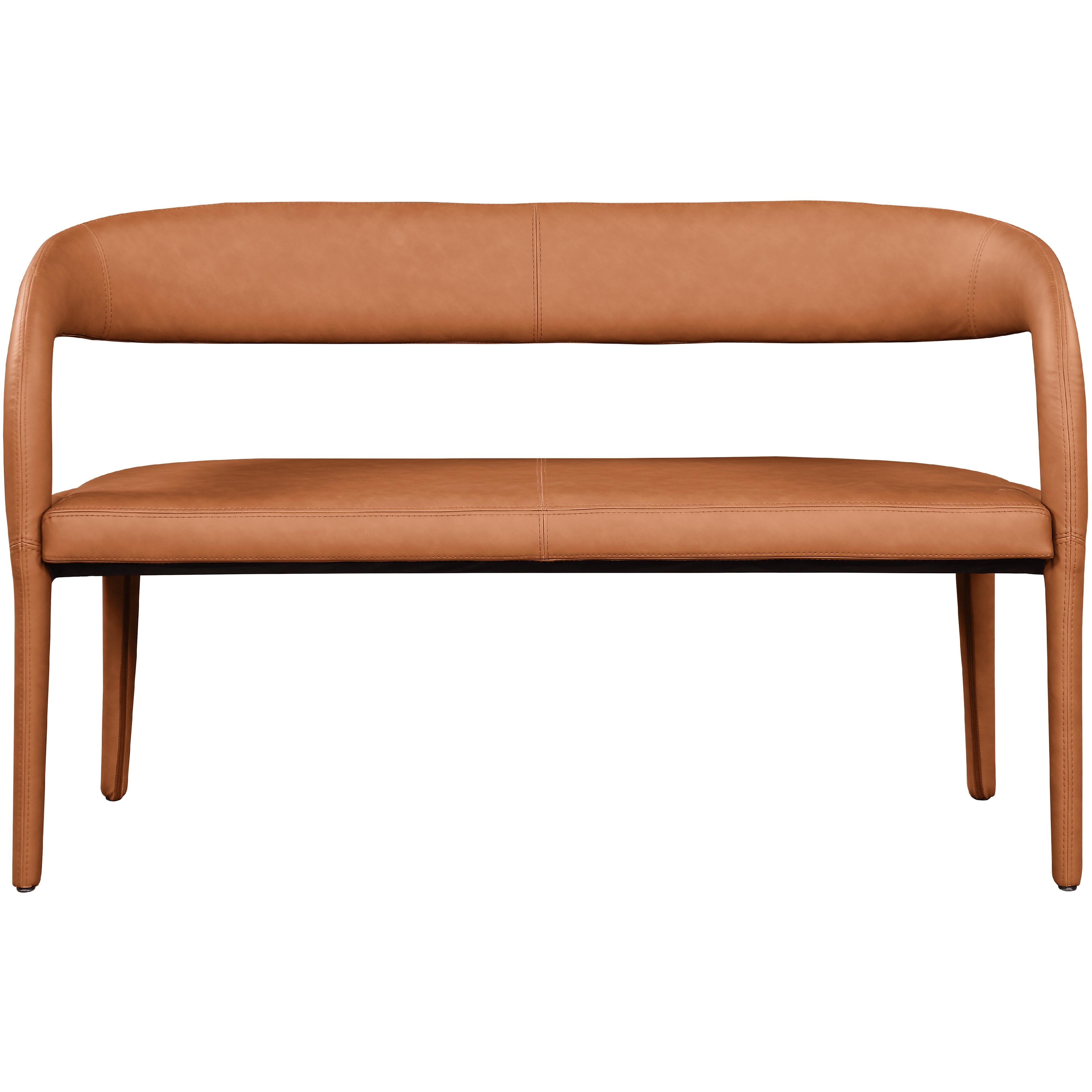 Meridian Sylvester Cognac Vegan Leather Bench