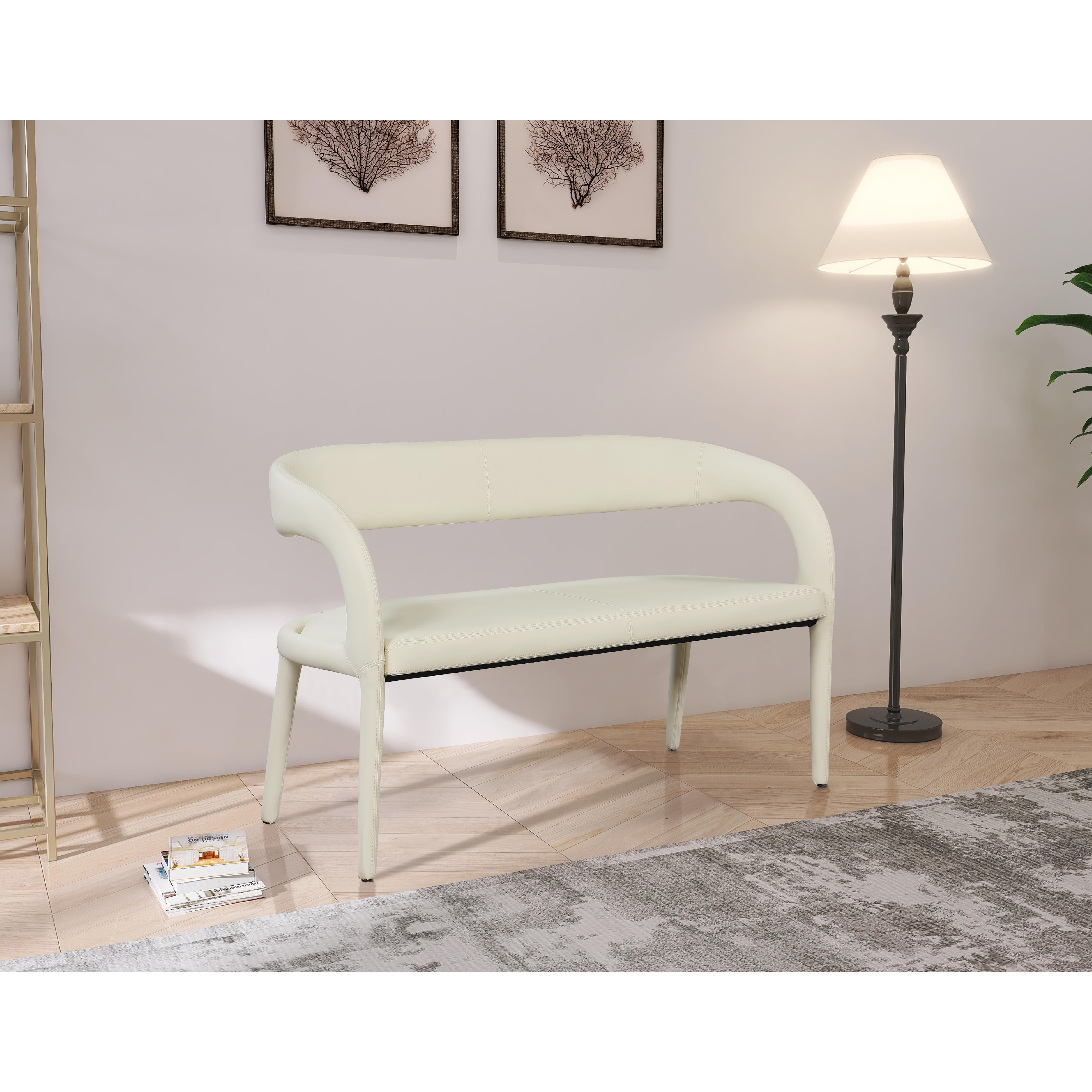 Meridian Sylvester Cream Vegan Leather Bench