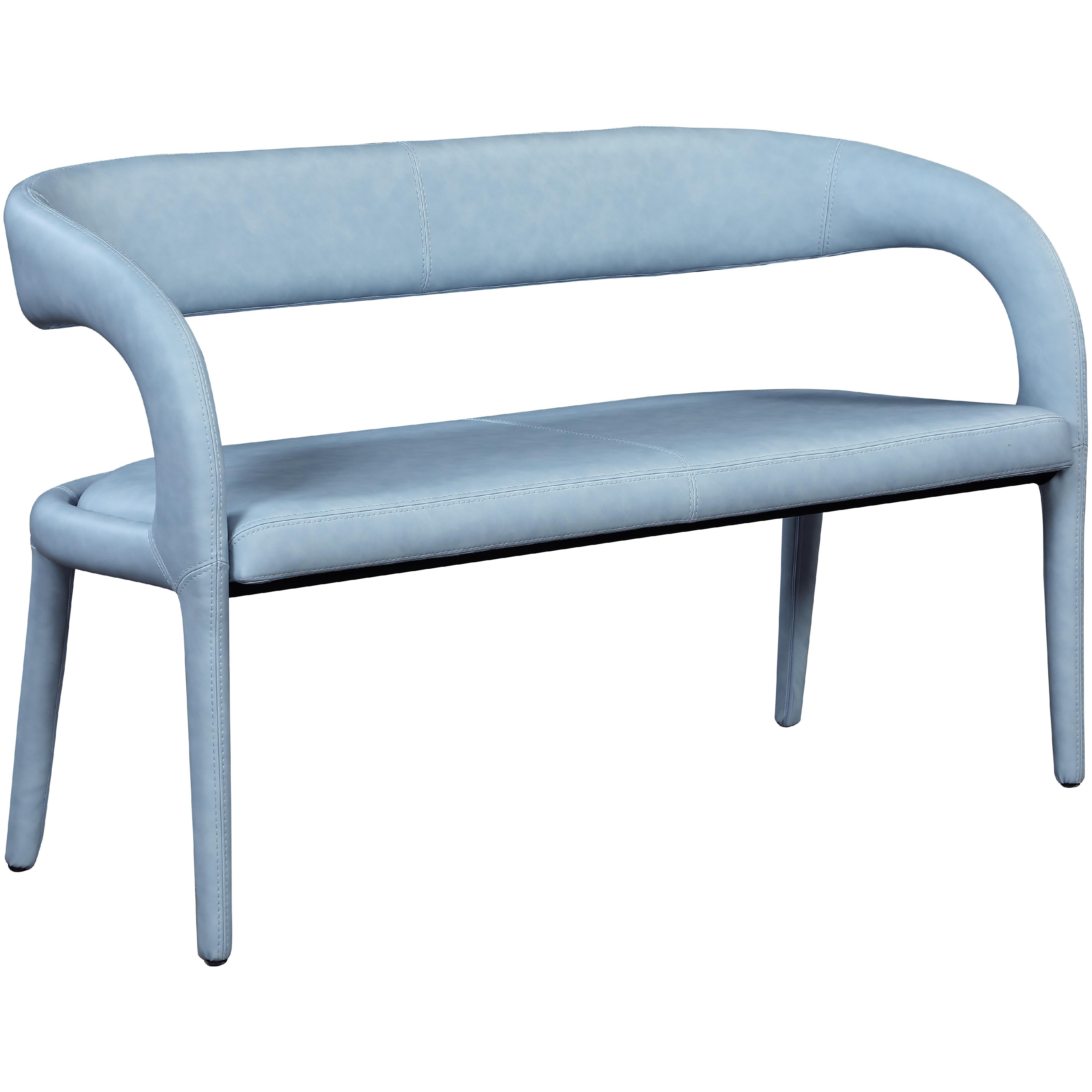 Meridian Sylvester Light Blue Vegan Leather Bench