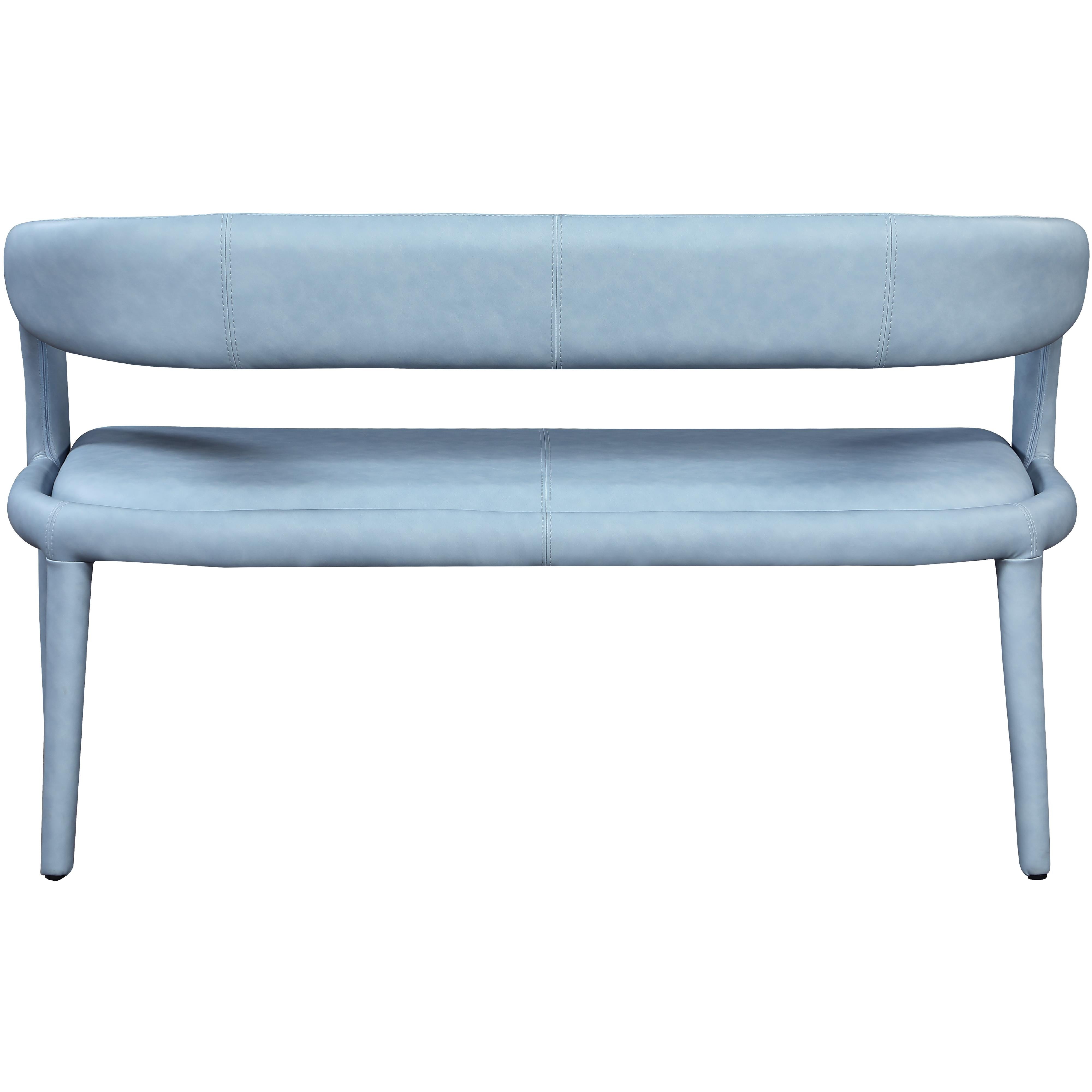 Meridian Sylvester Light Blue Vegan Leather Bench