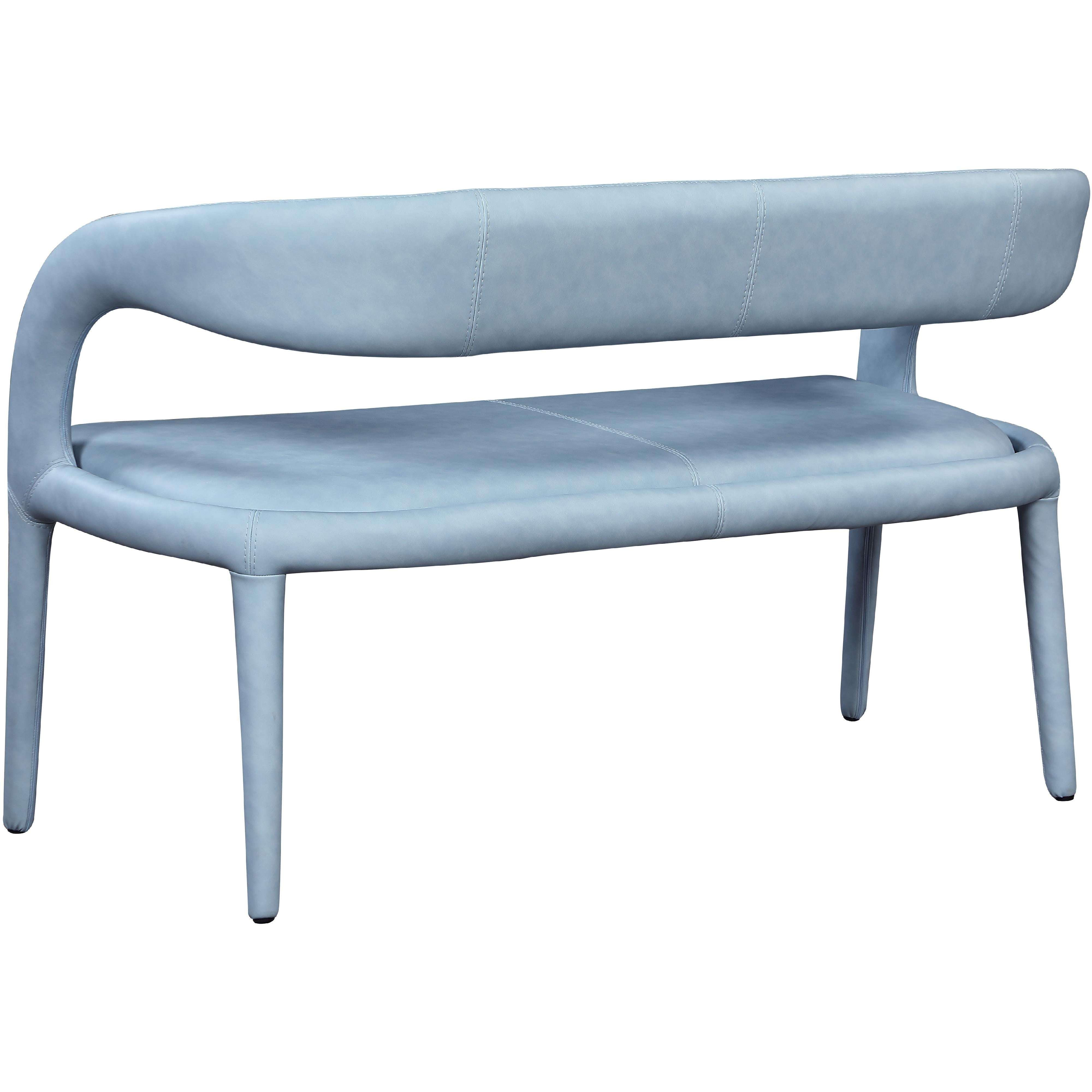 Meridian Sylvester Light Blue Vegan Leather Bench