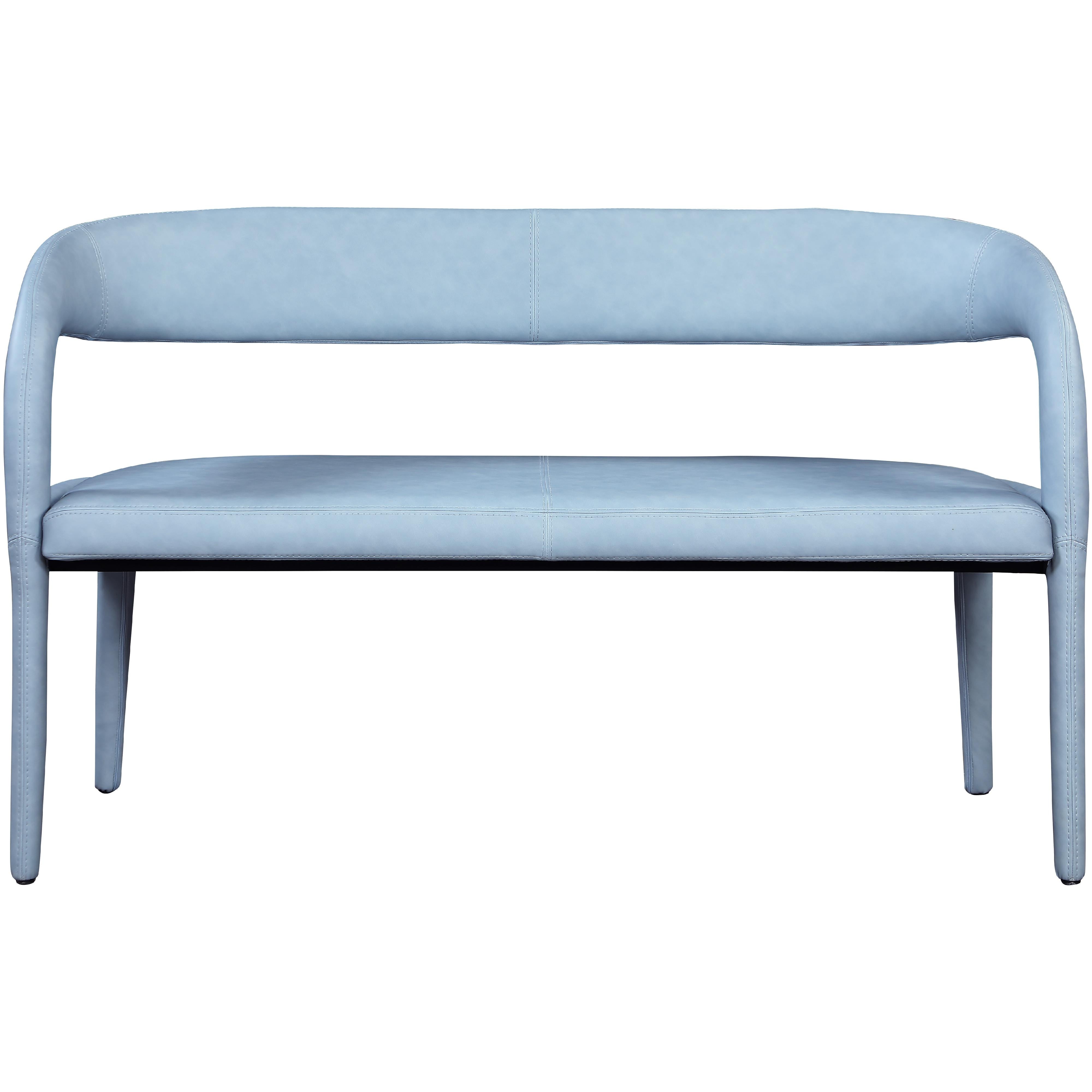 Meridian Sylvester Light Blue Vegan Leather Bench