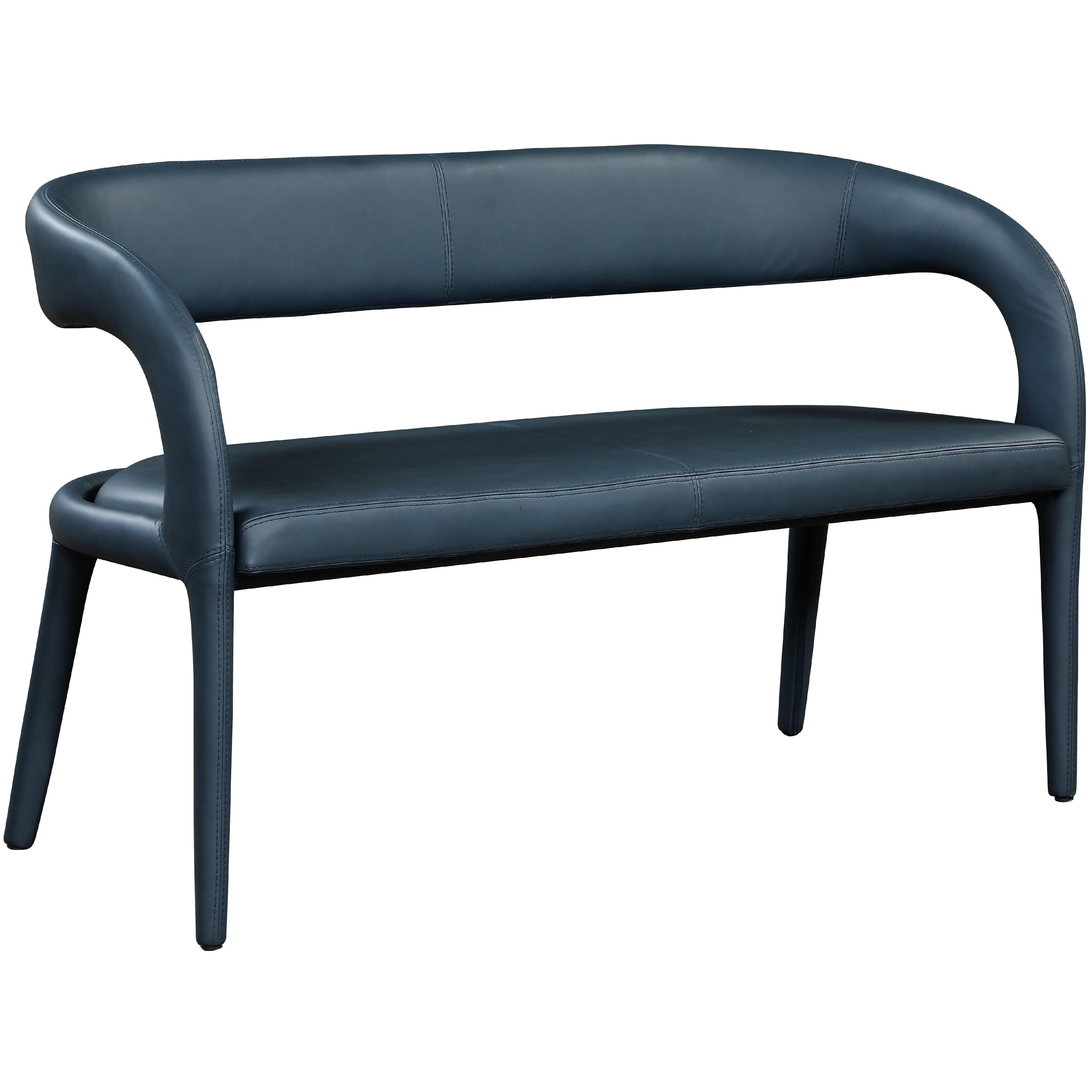 Meridian Sylvester Navy Vegan Leather Bench