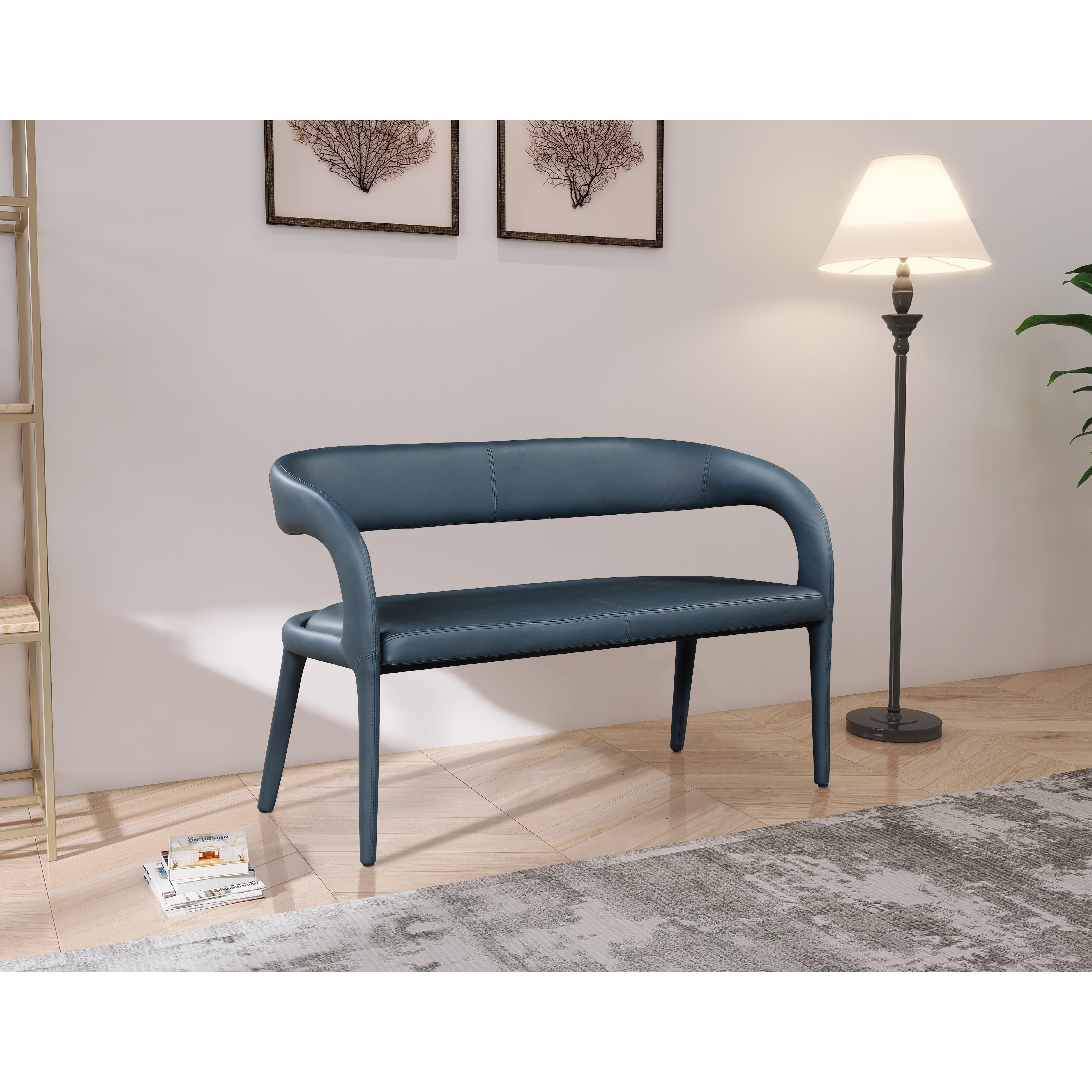 Meridian Sylvester Navy Vegan Leather Bench