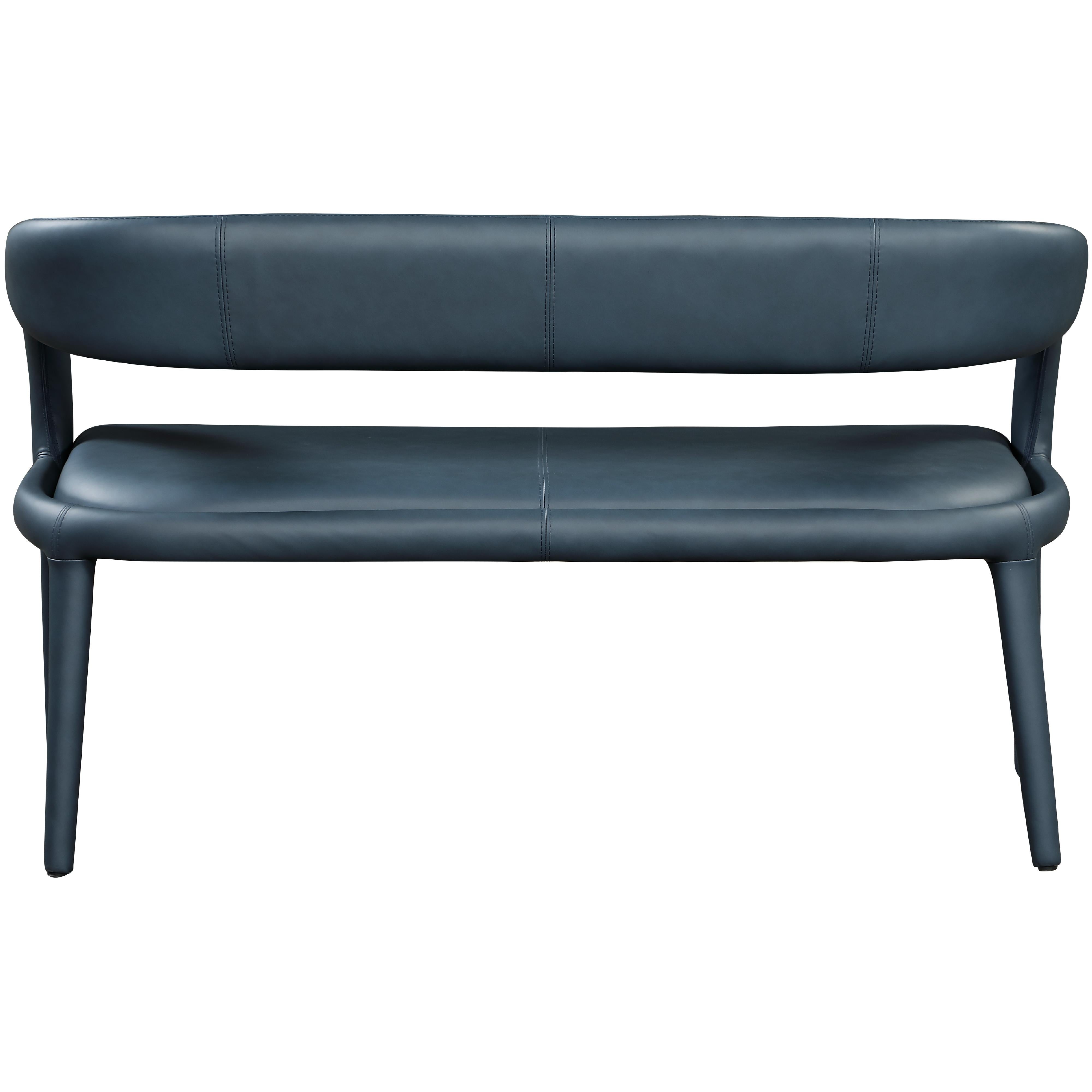 Meridian Sylvester Navy Vegan Leather Bench