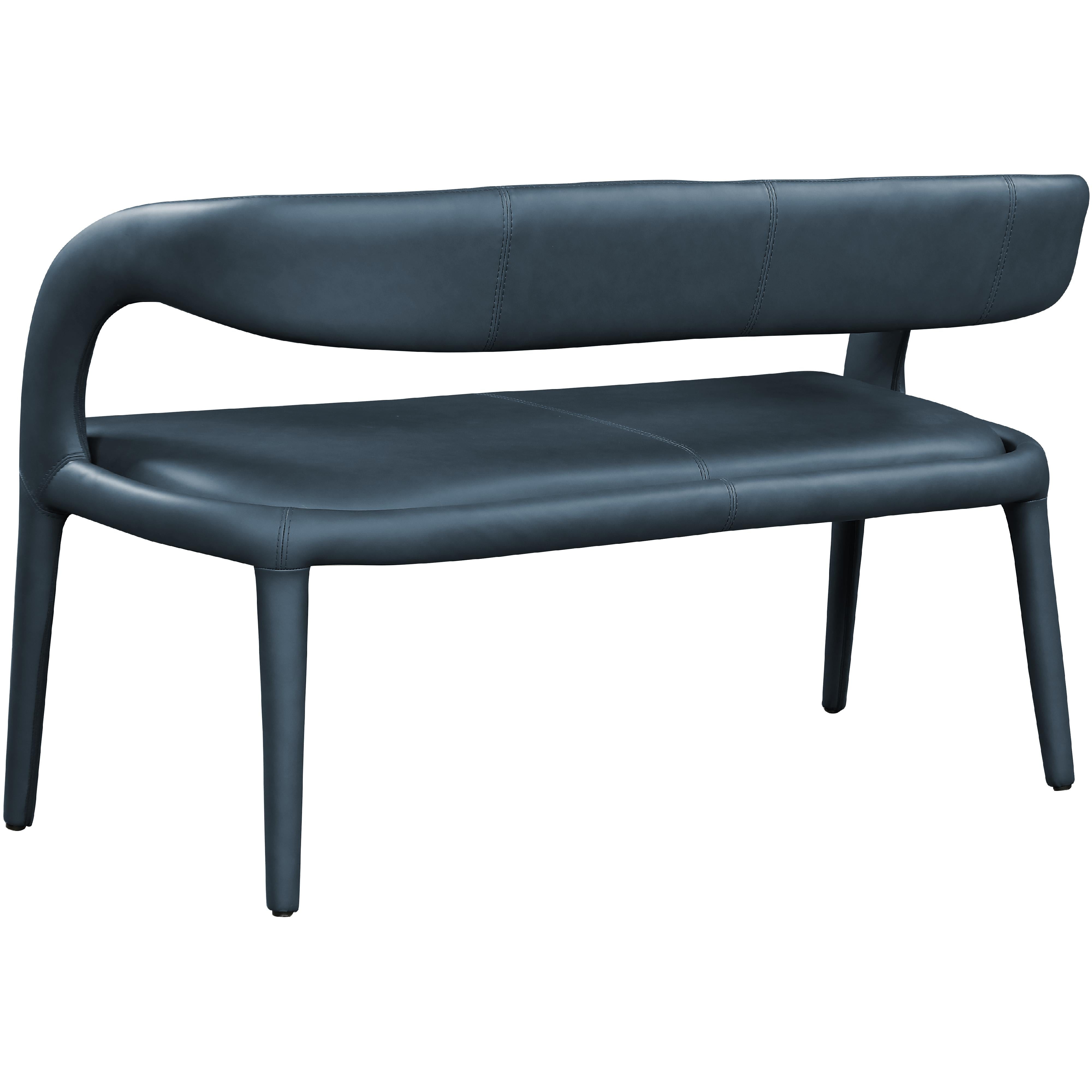 Meridian Sylvester Navy Vegan Leather Bench