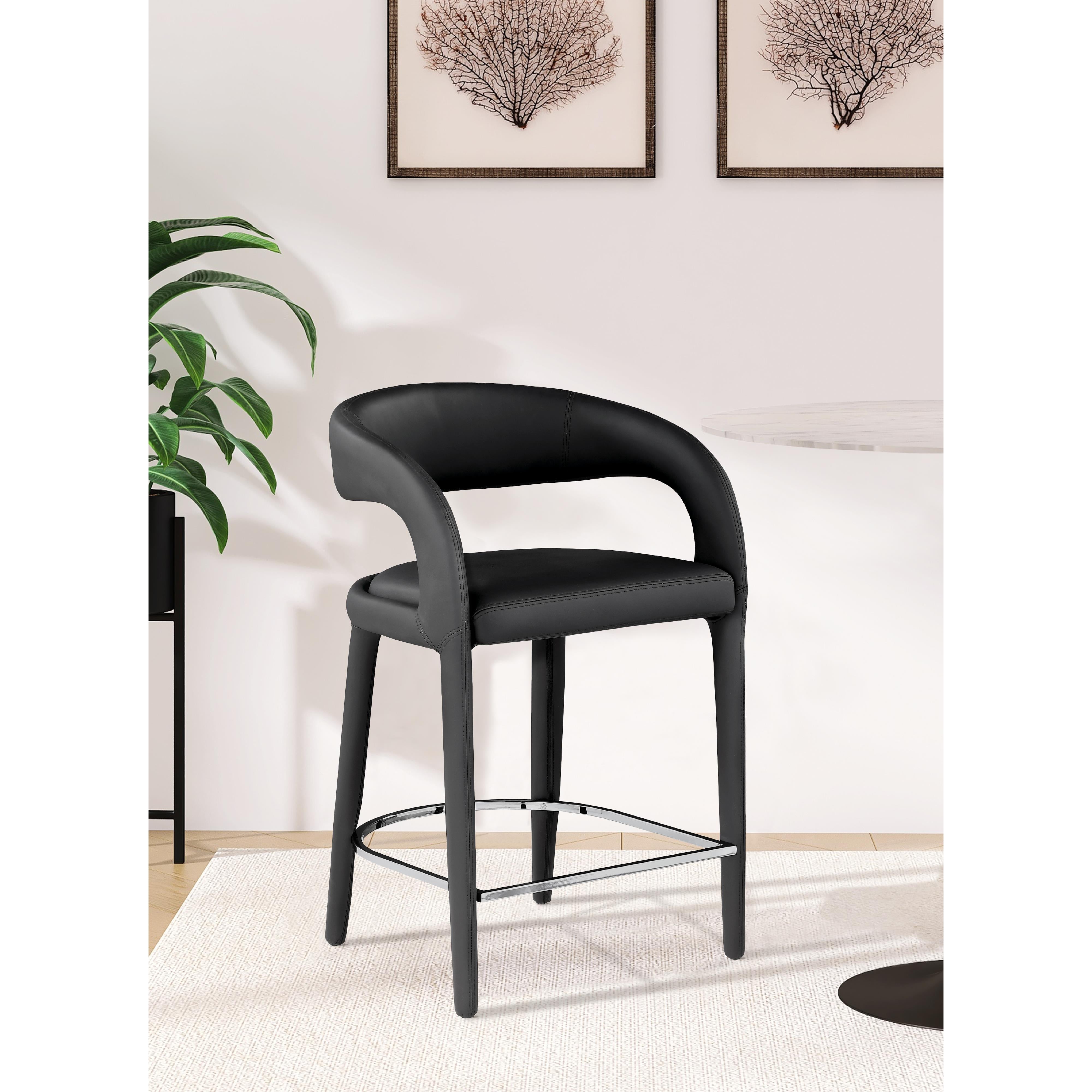 Meridian Sylvester Black Vegan Leather Stool