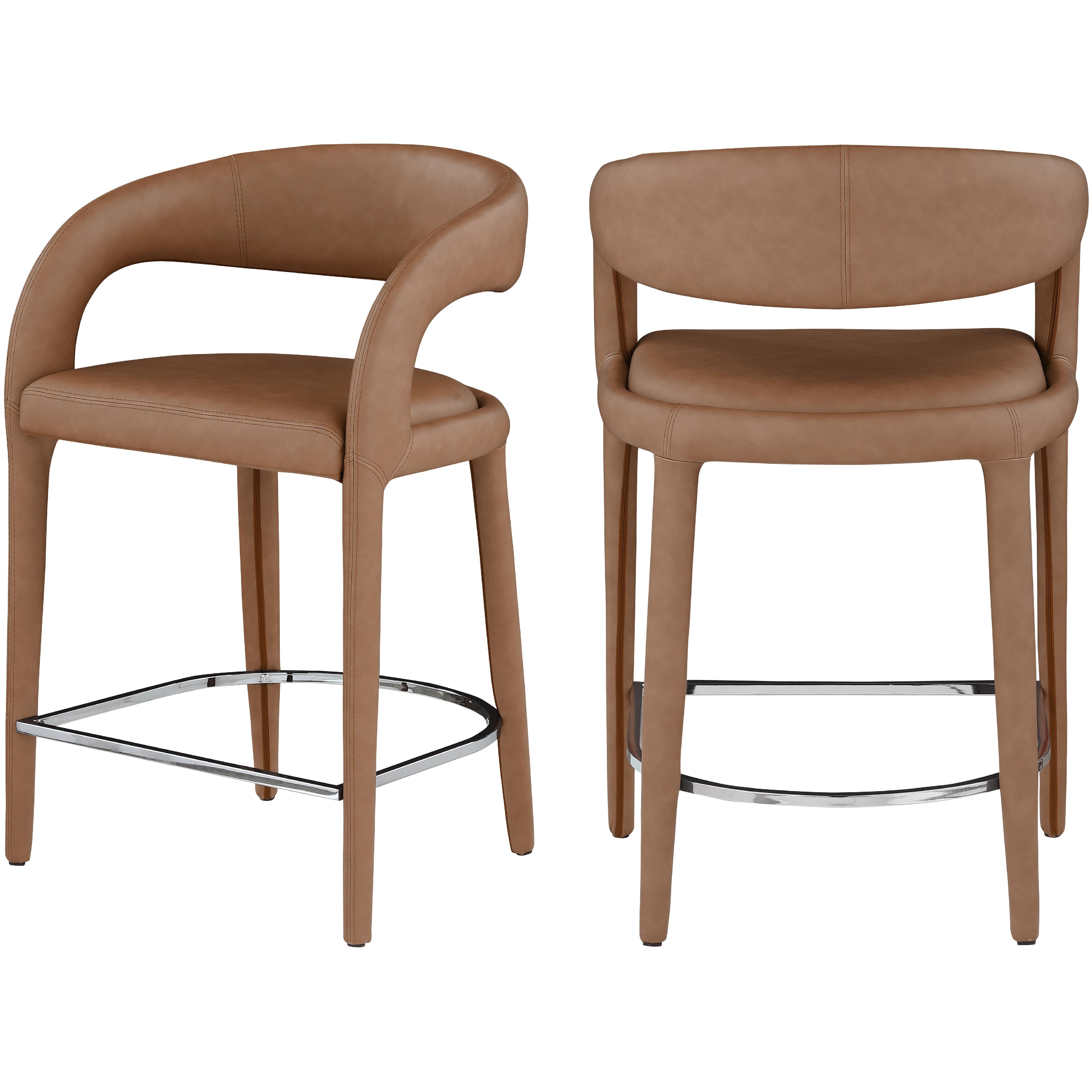 Meridian Sylvester Brown Vegan Leather Stool