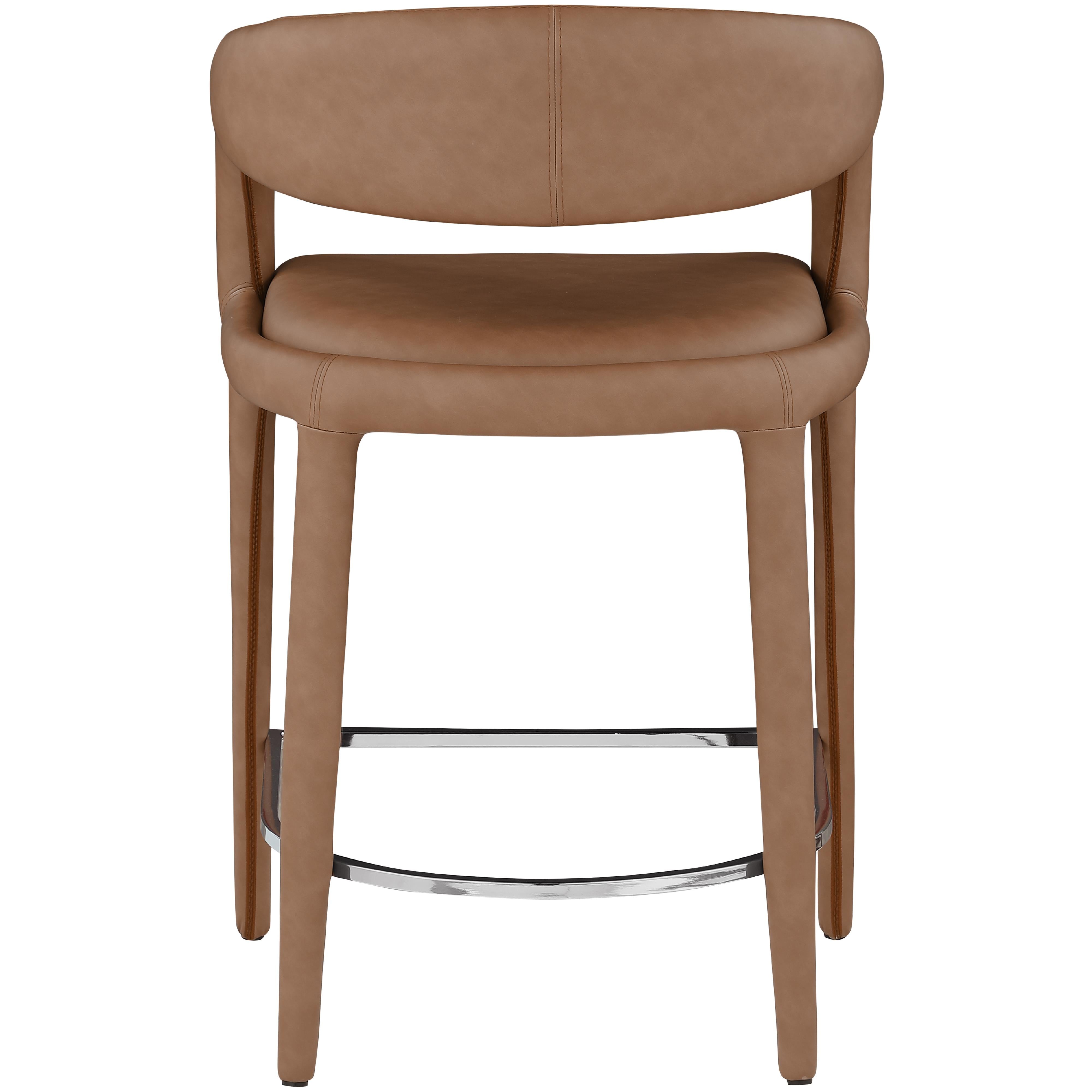 Meridian Sylvester Brown Vegan Leather Stool