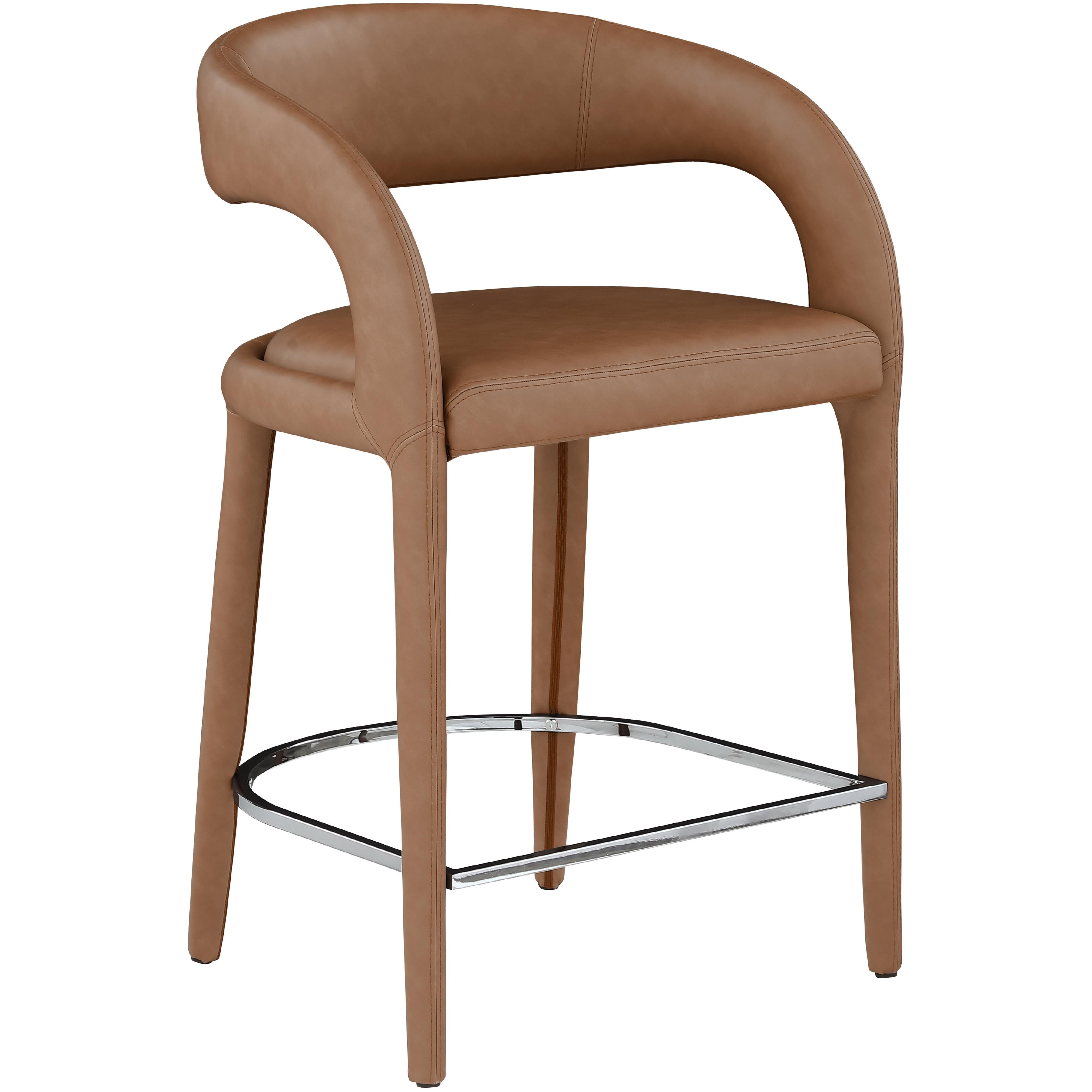 Meridian Sylvester Brown Vegan Leather Stool