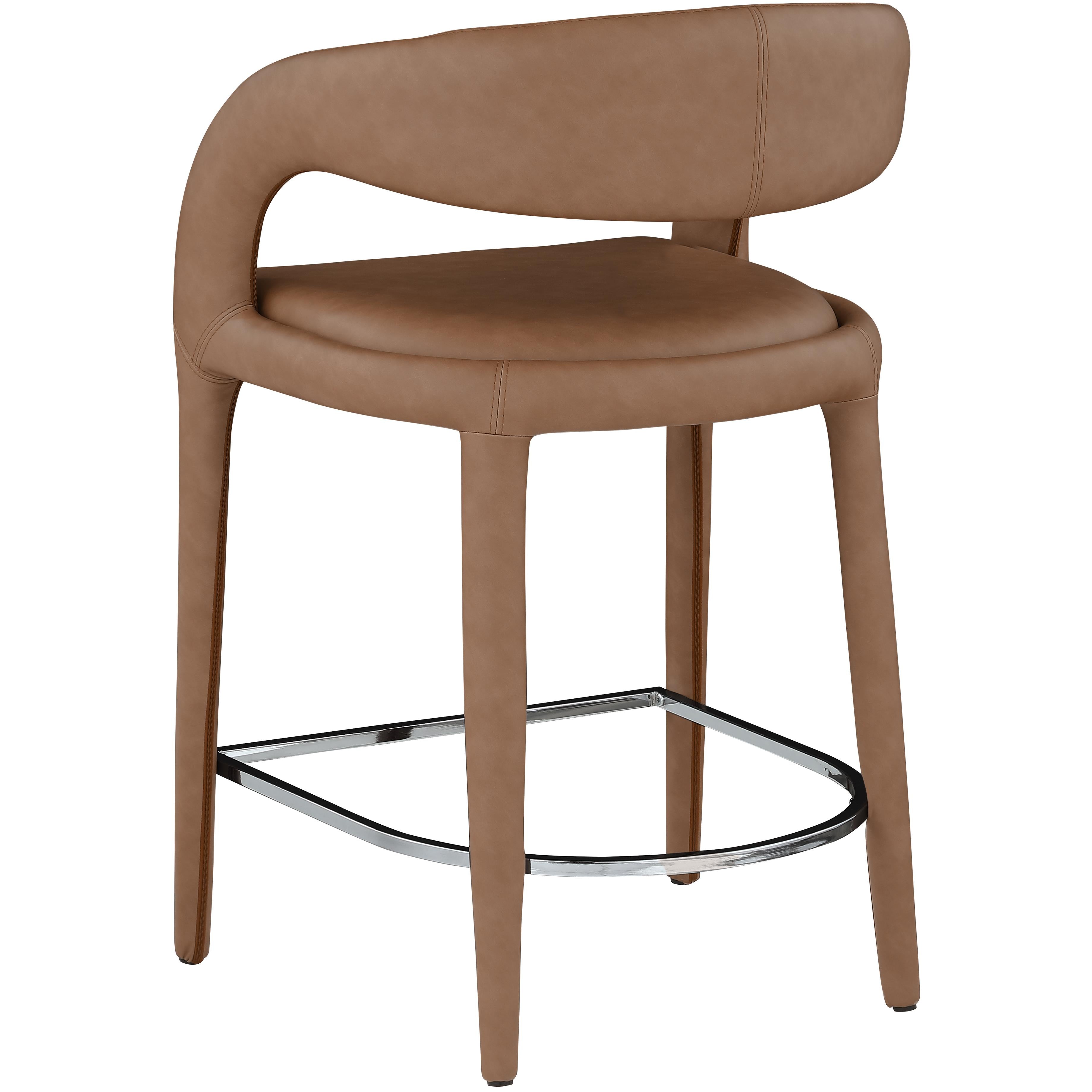 Meridian Sylvester Brown Vegan Leather Stool