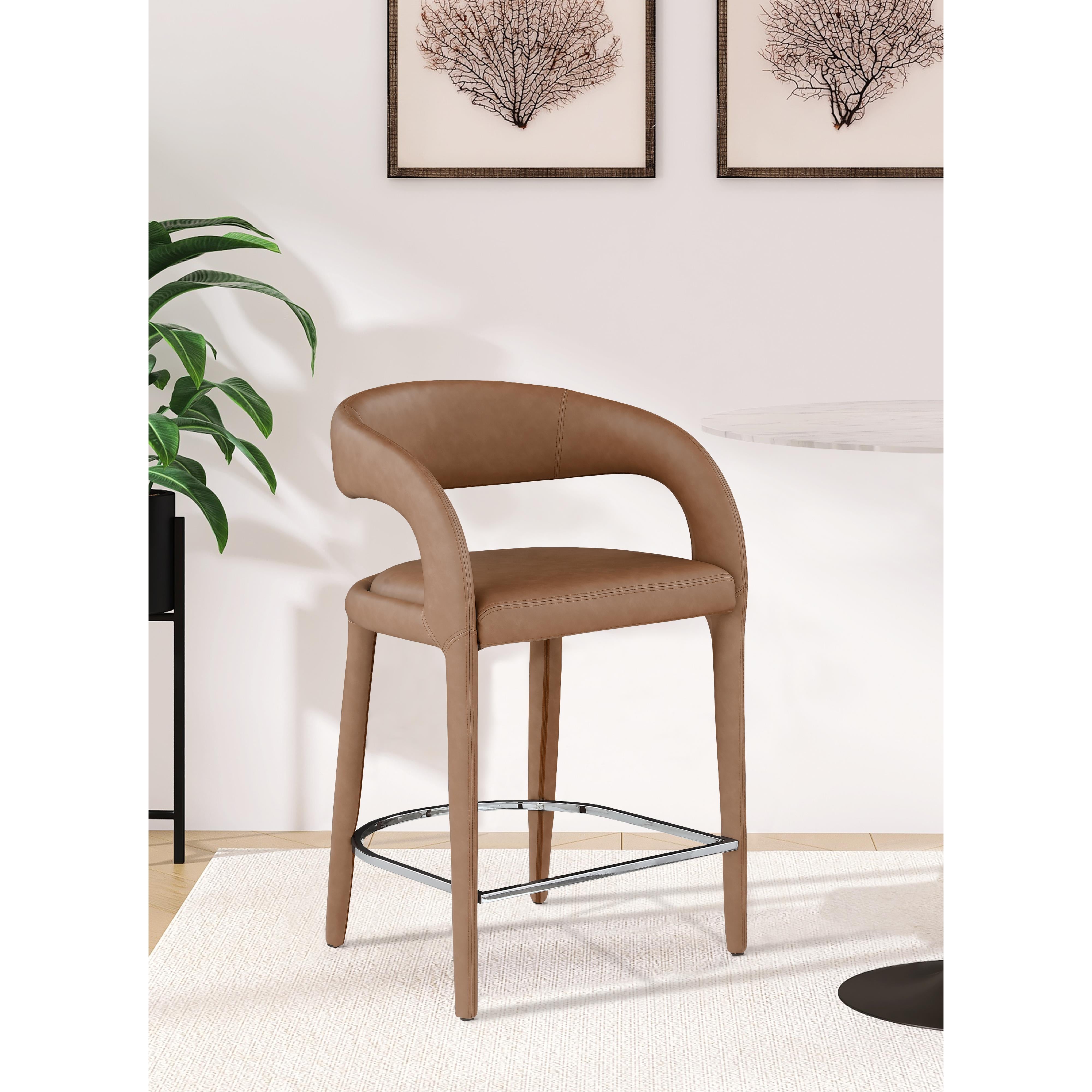 Meridian Sylvester Brown Vegan Leather Stool