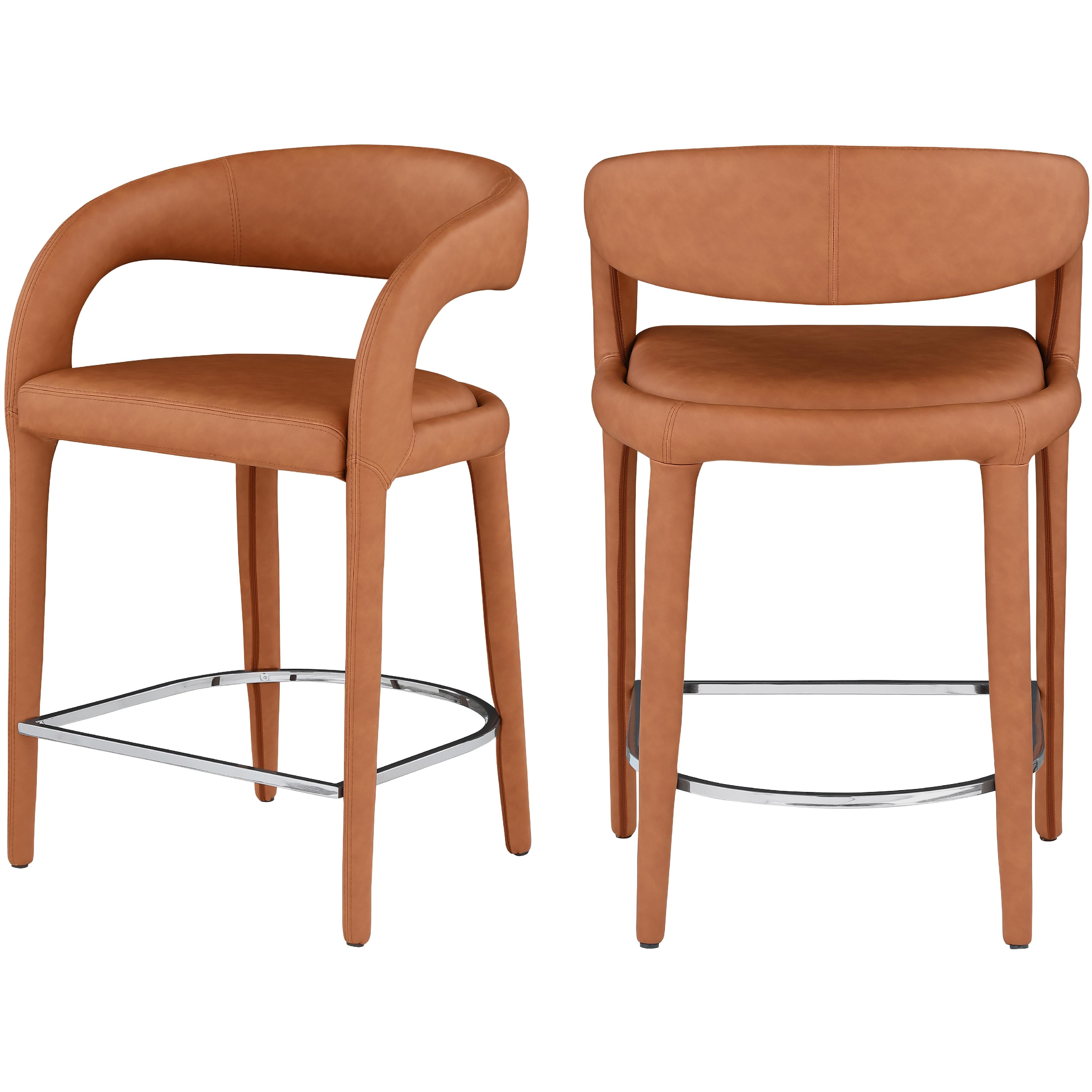 Meridian Sylvester Cognac Vegan Leather Stool