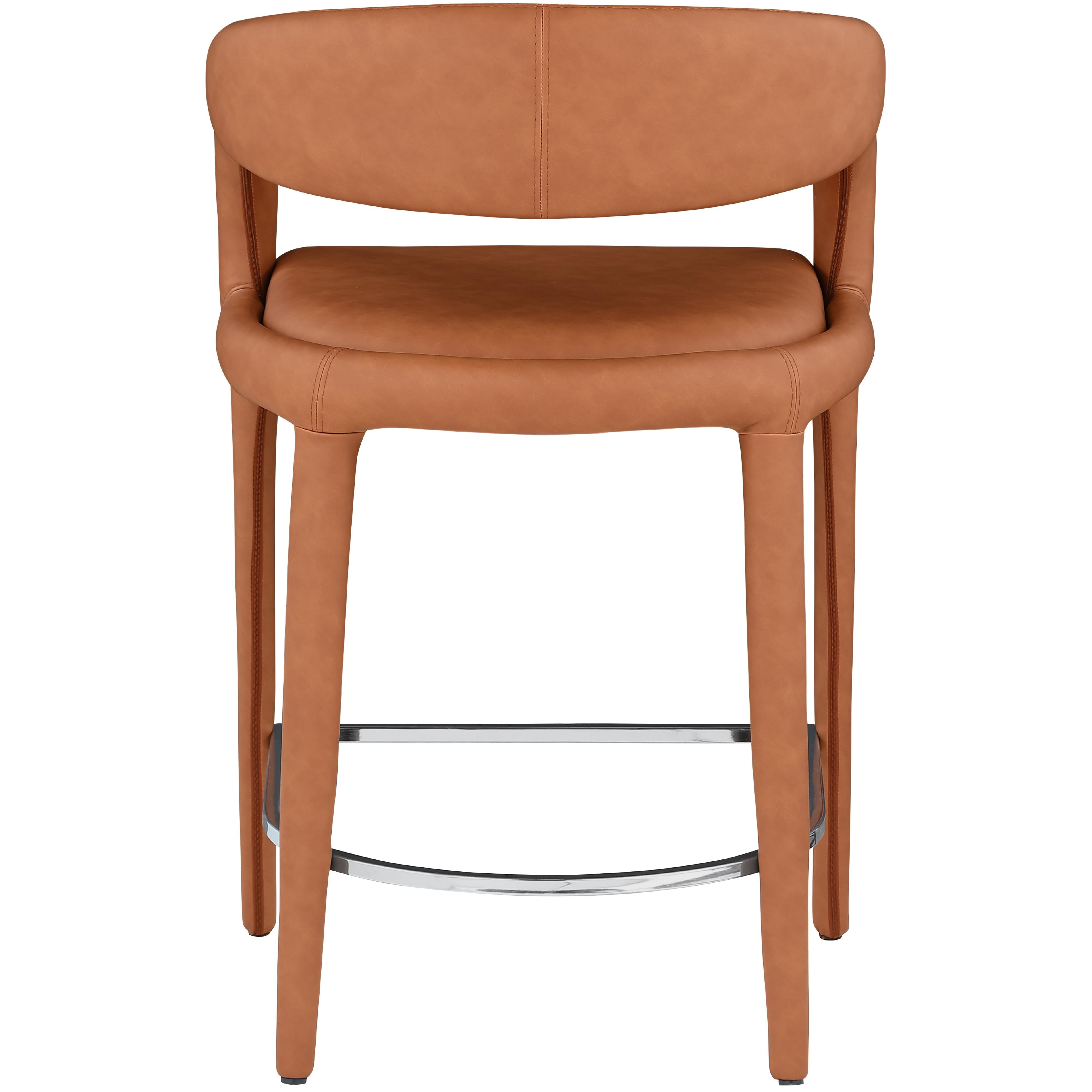 Meridian Sylvester Cognac Vegan Leather Stool