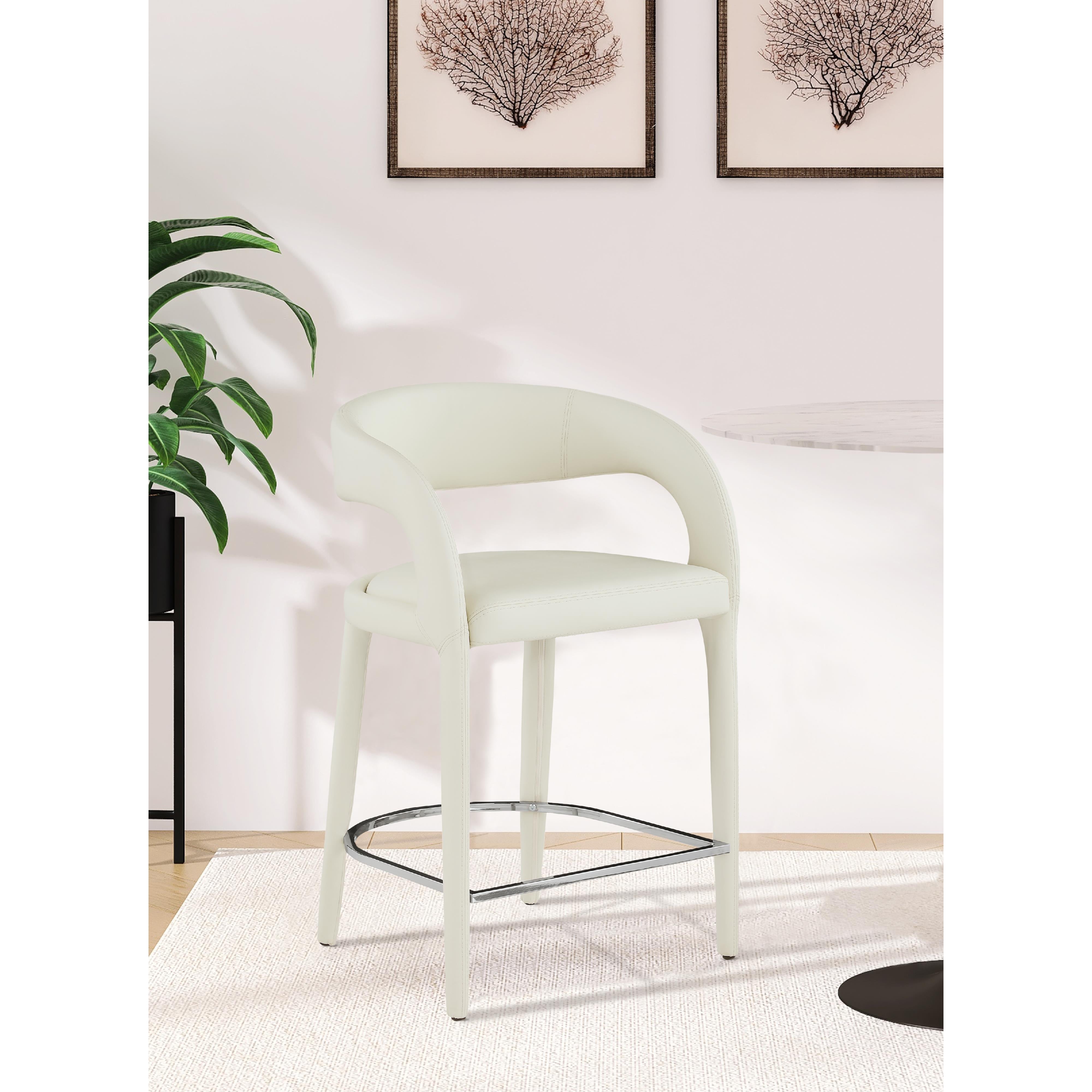 Meridian Sylvester Cream Vegan Leather Stool