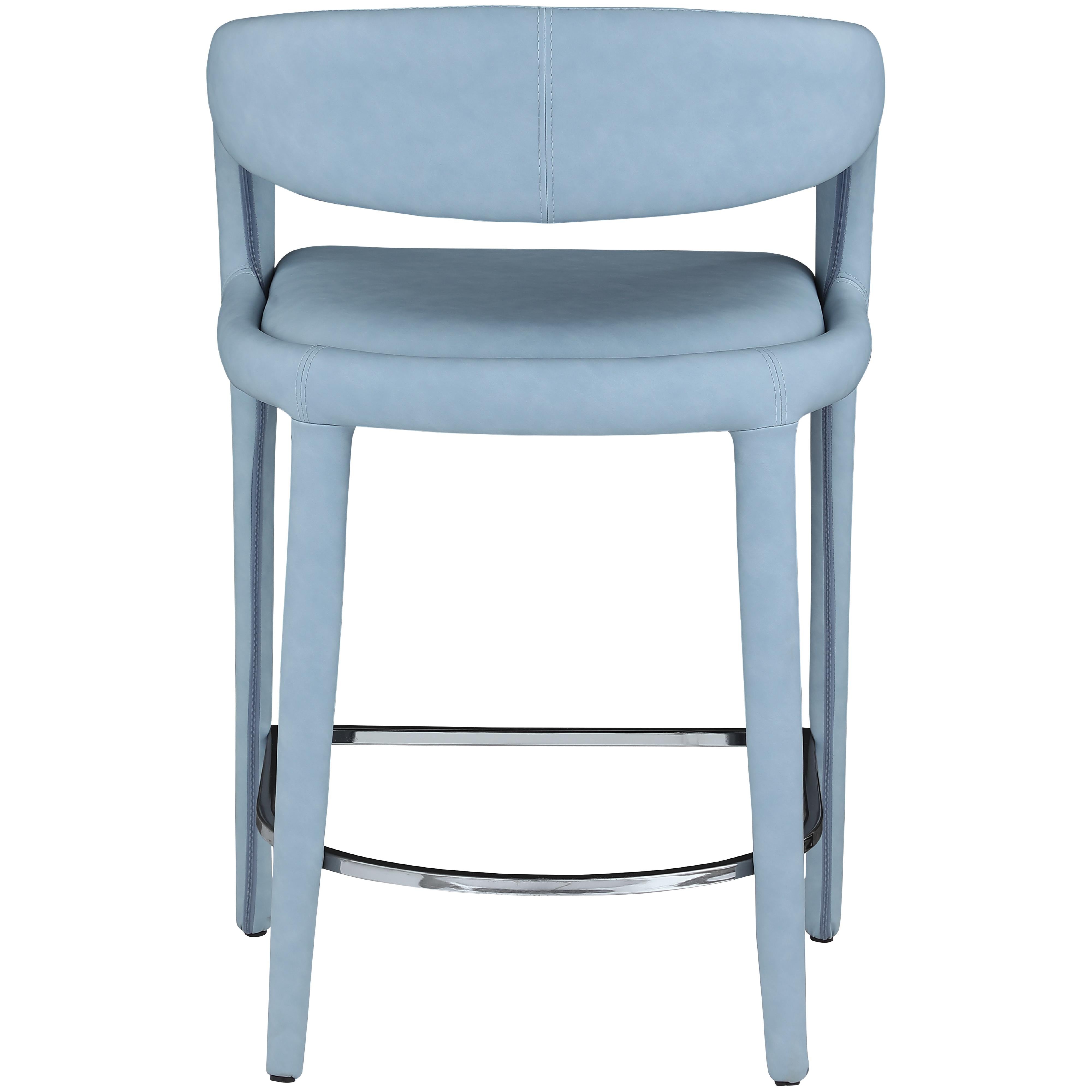 Meridian Sylvester Light Blue Vegan Leather Stool