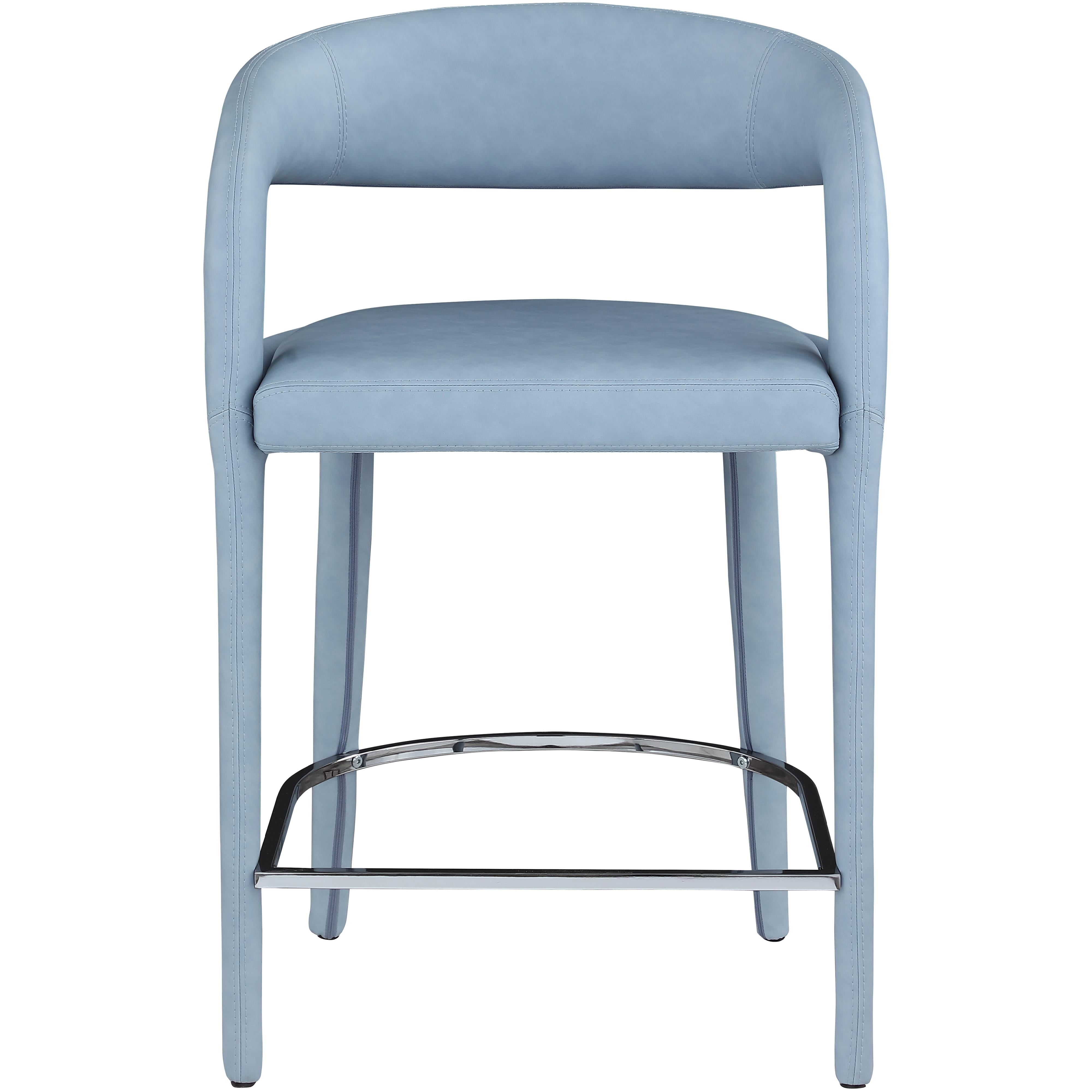 Meridian Sylvester Light Blue Vegan Leather Stool