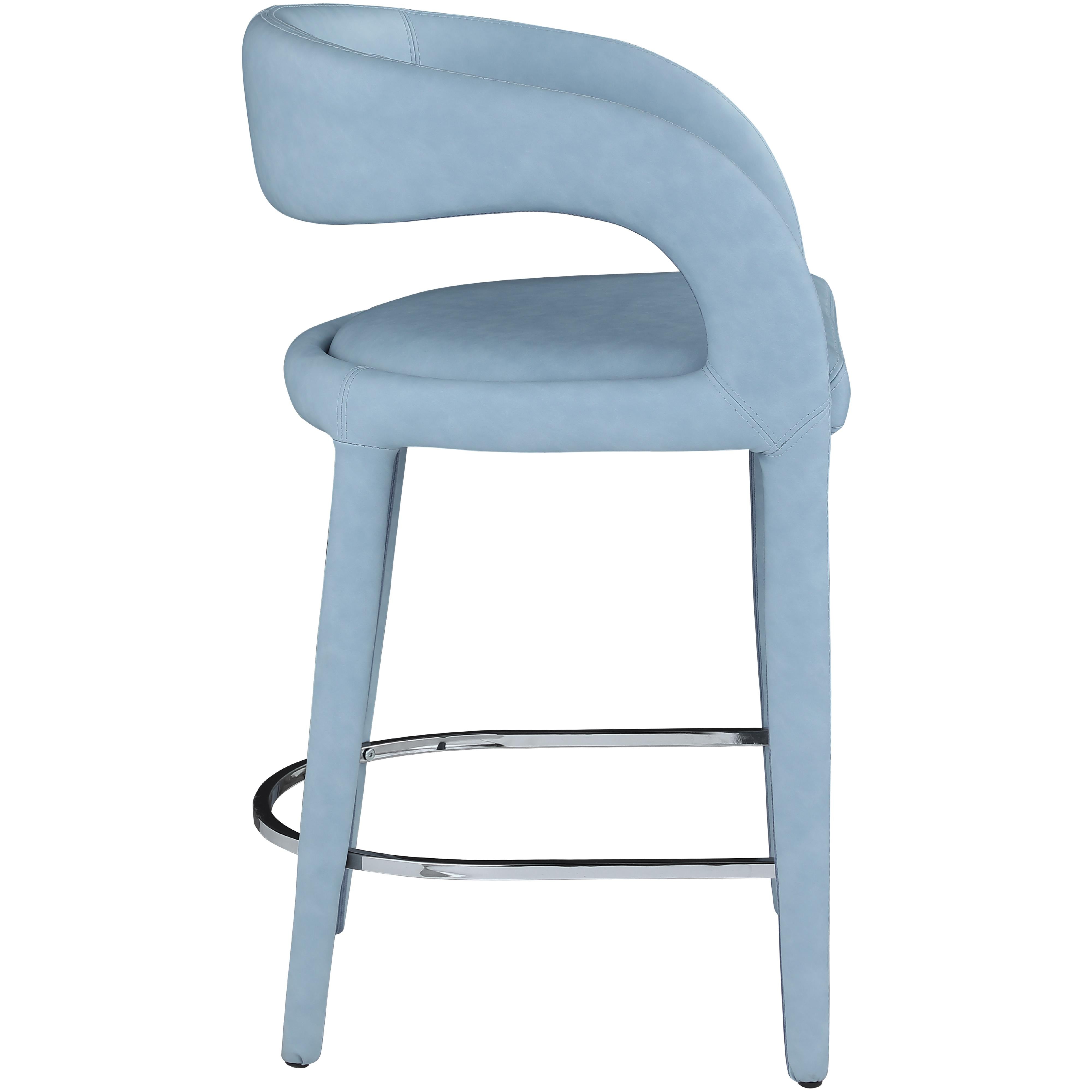 Meridian Sylvester Light Blue Vegan Leather Stool