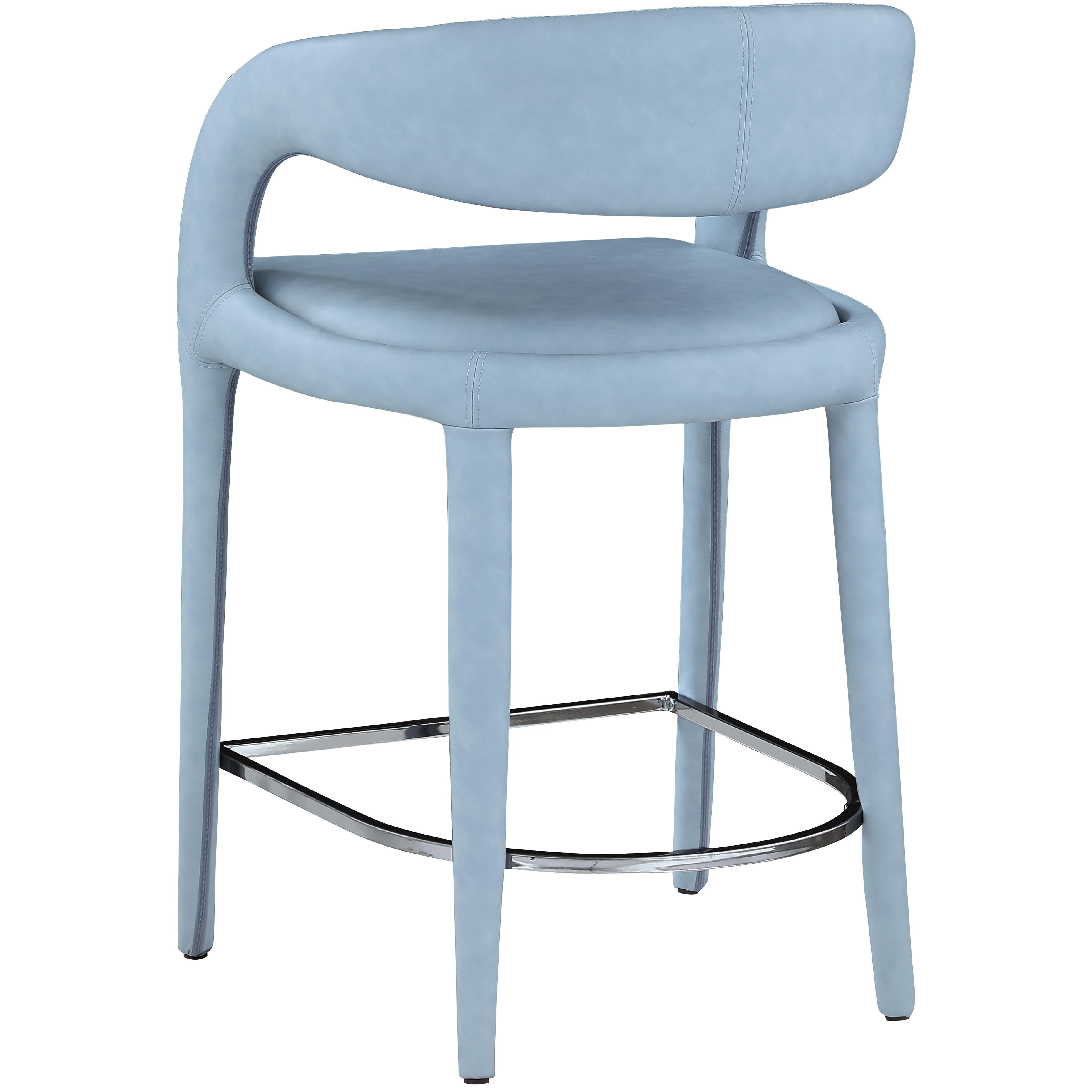 Meridian Sylvester Light Blue Vegan Leather Stool