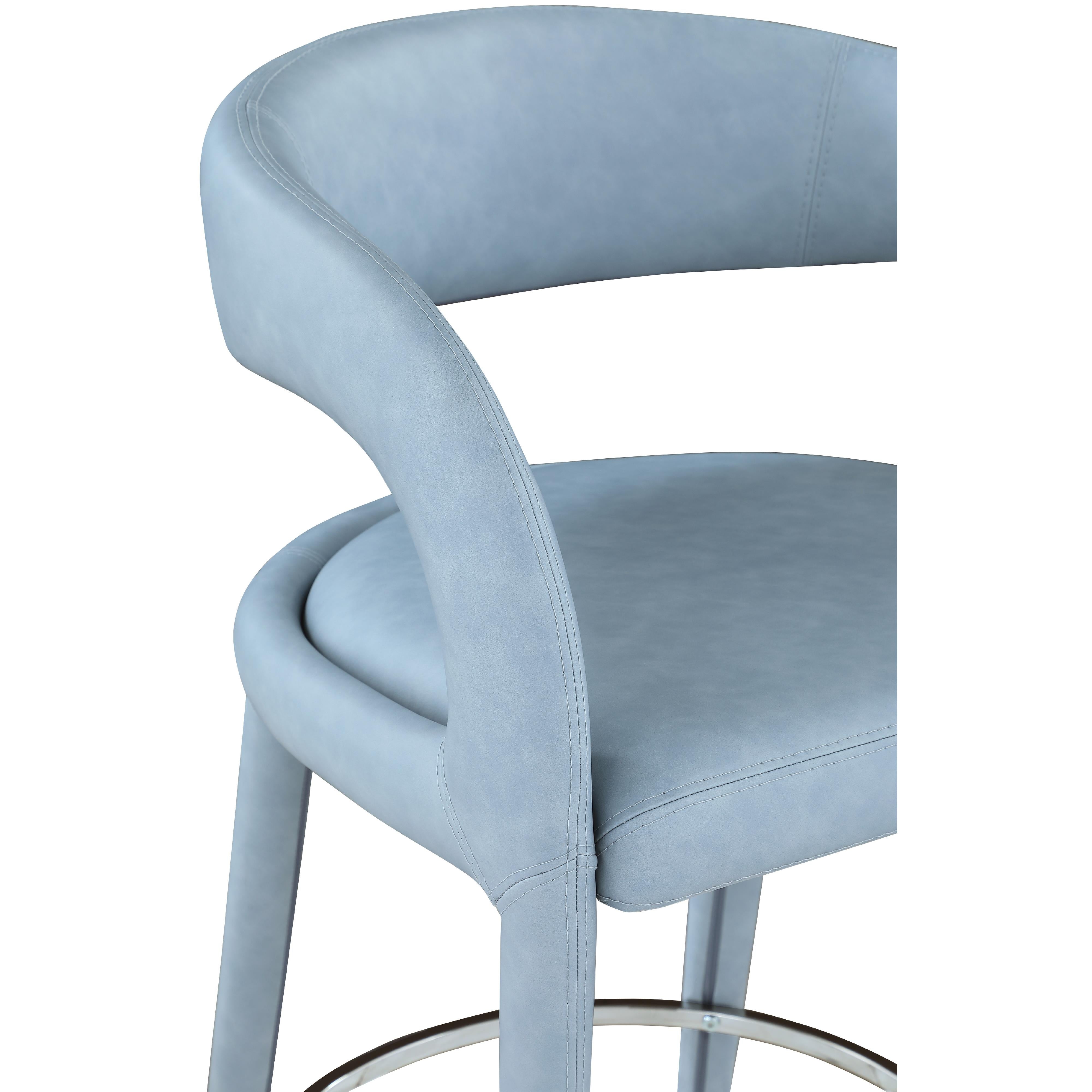 Meridian Sylvester Light Blue Vegan Leather Stool