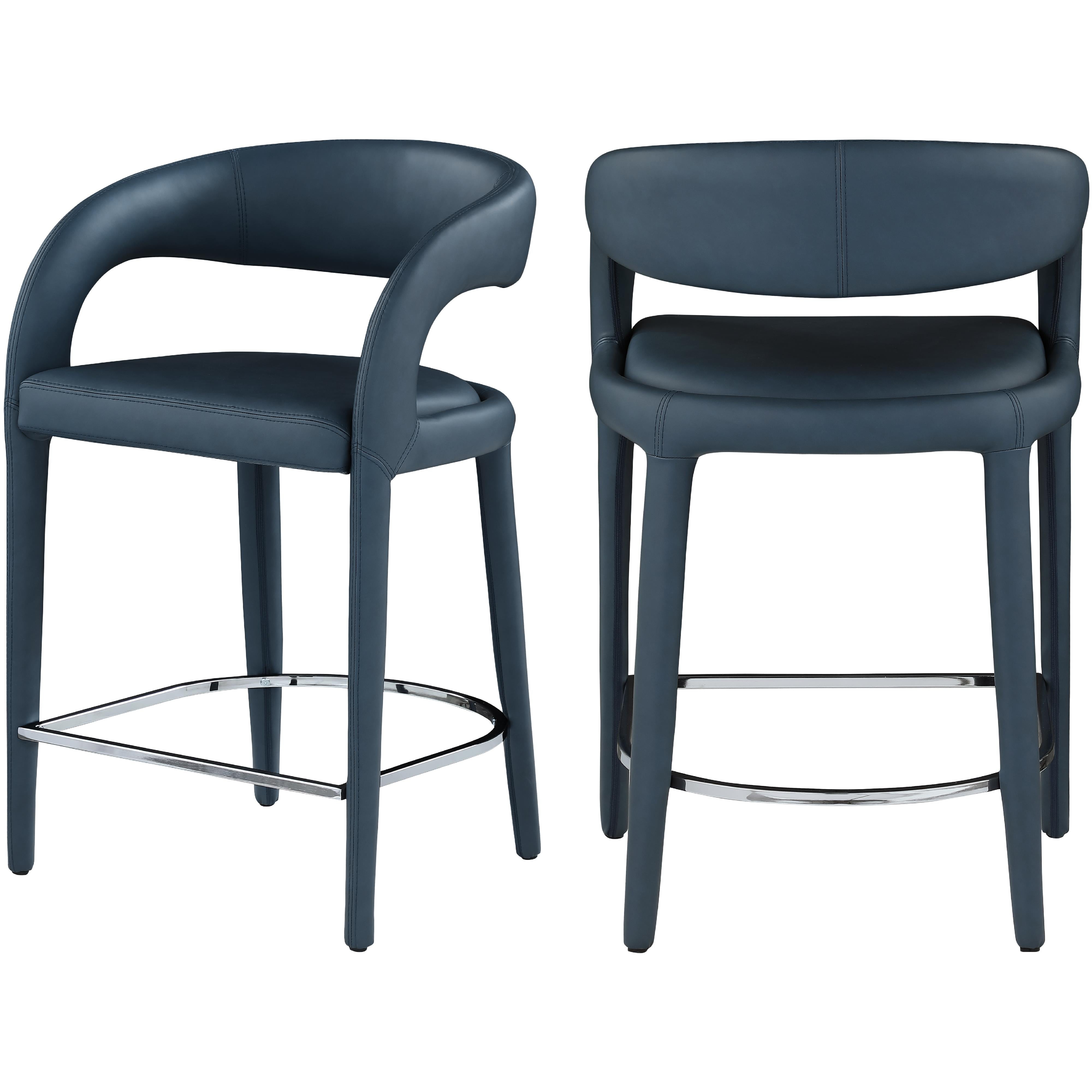 Meridian Sylvester Navy Vegan Leather Stool