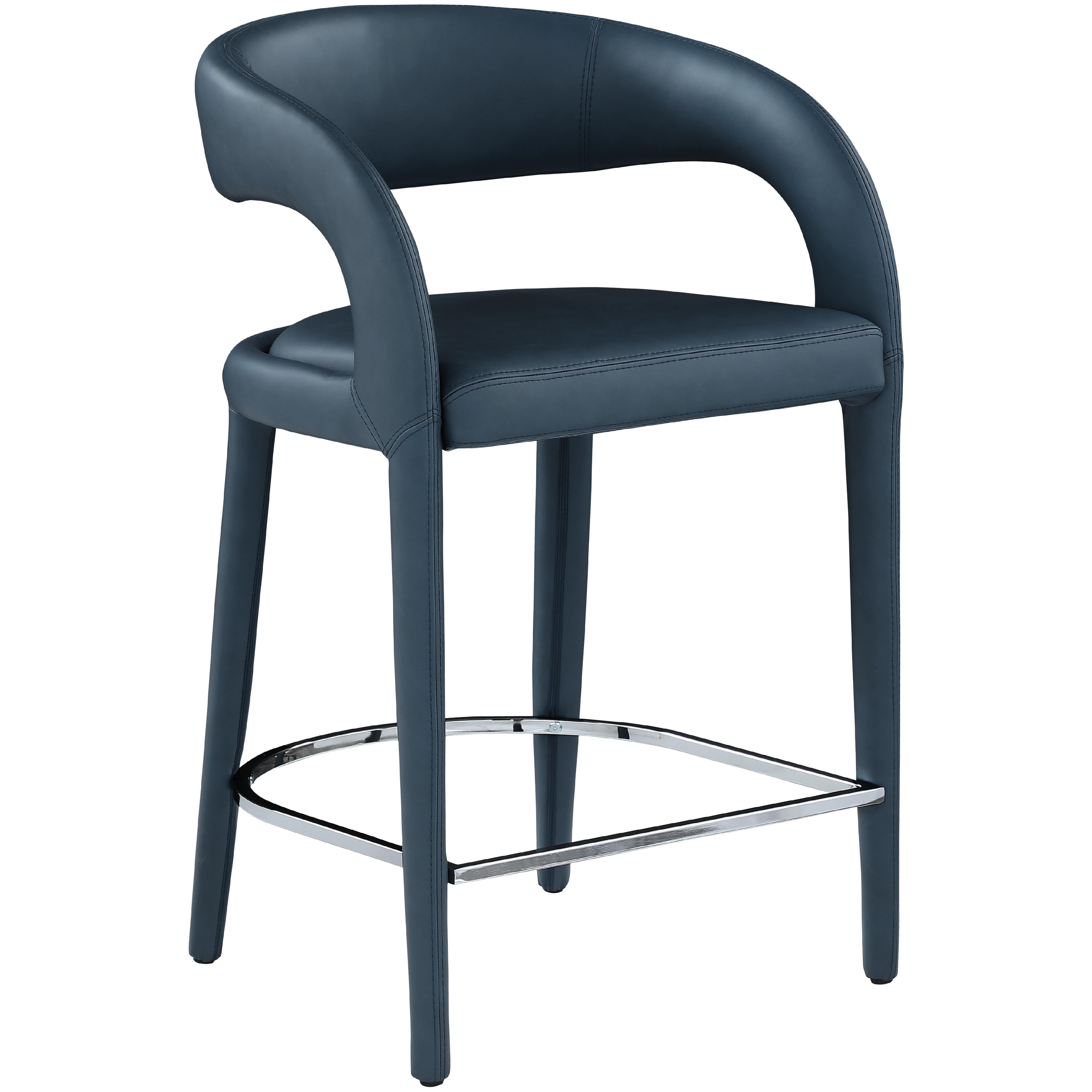 Meridian Sylvester Navy Vegan Leather Stool