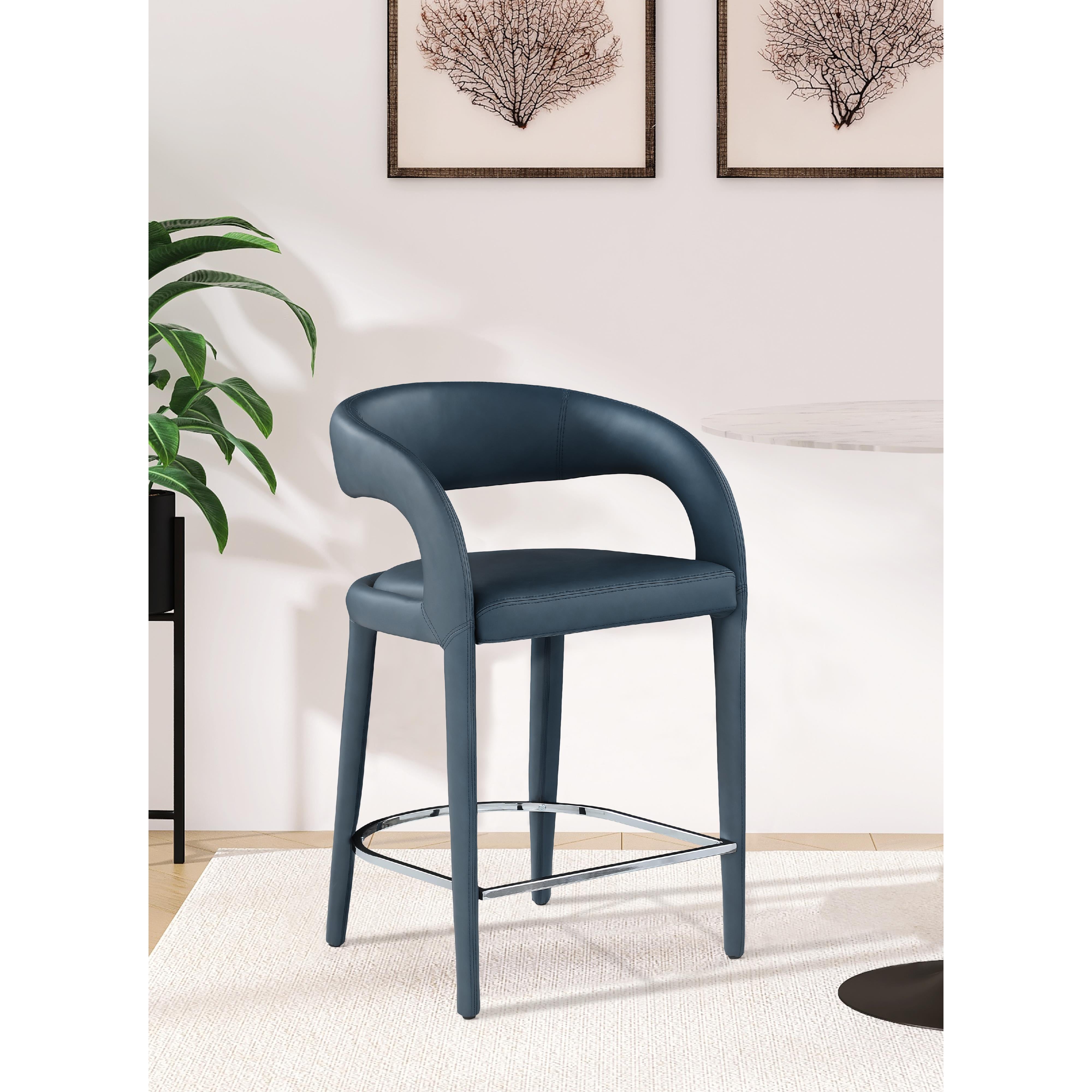 Meridian Sylvester Navy Vegan Leather Stool