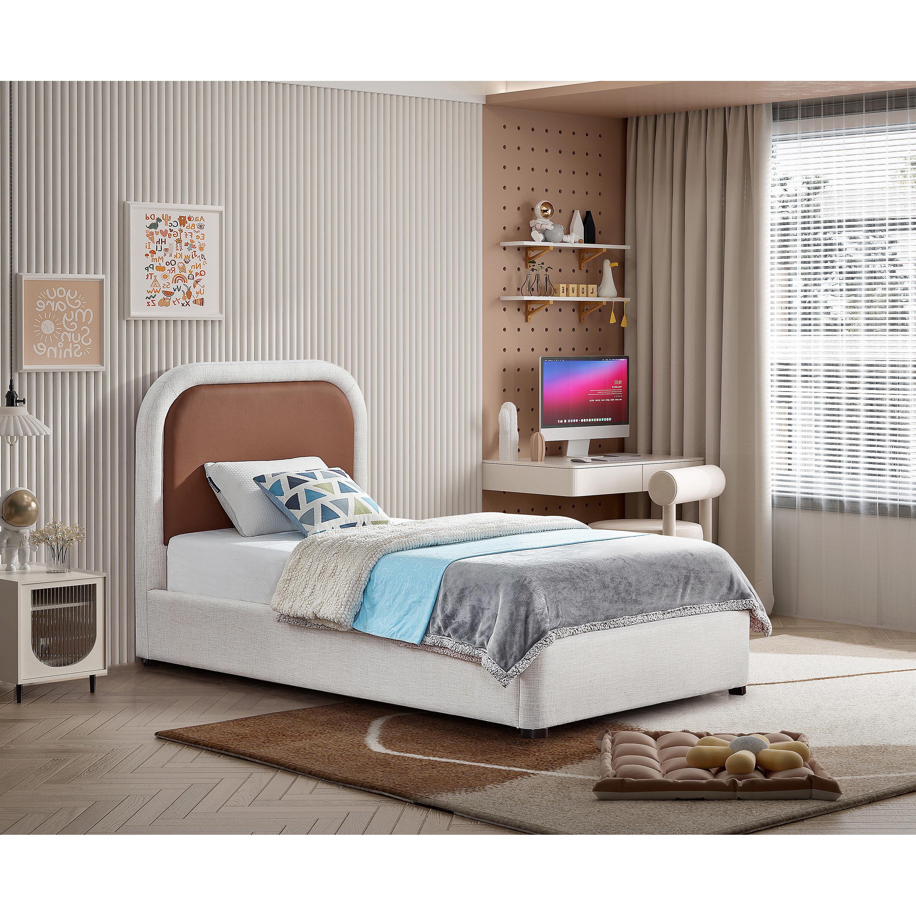 Meridian Blake Brown Vegan Leather Twin Bed