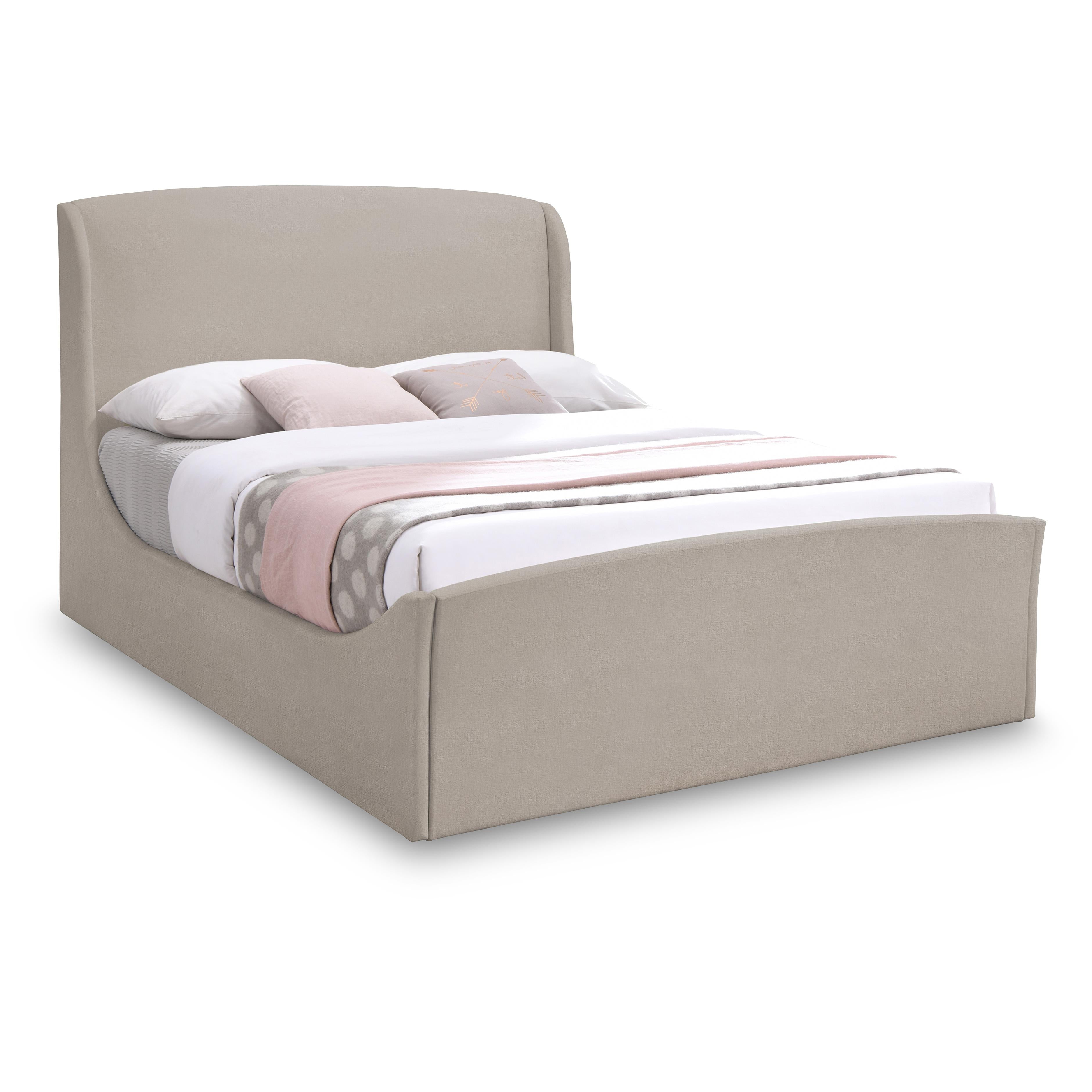 Meridian Tess Beige Velvet King Bed (3 Boxes)