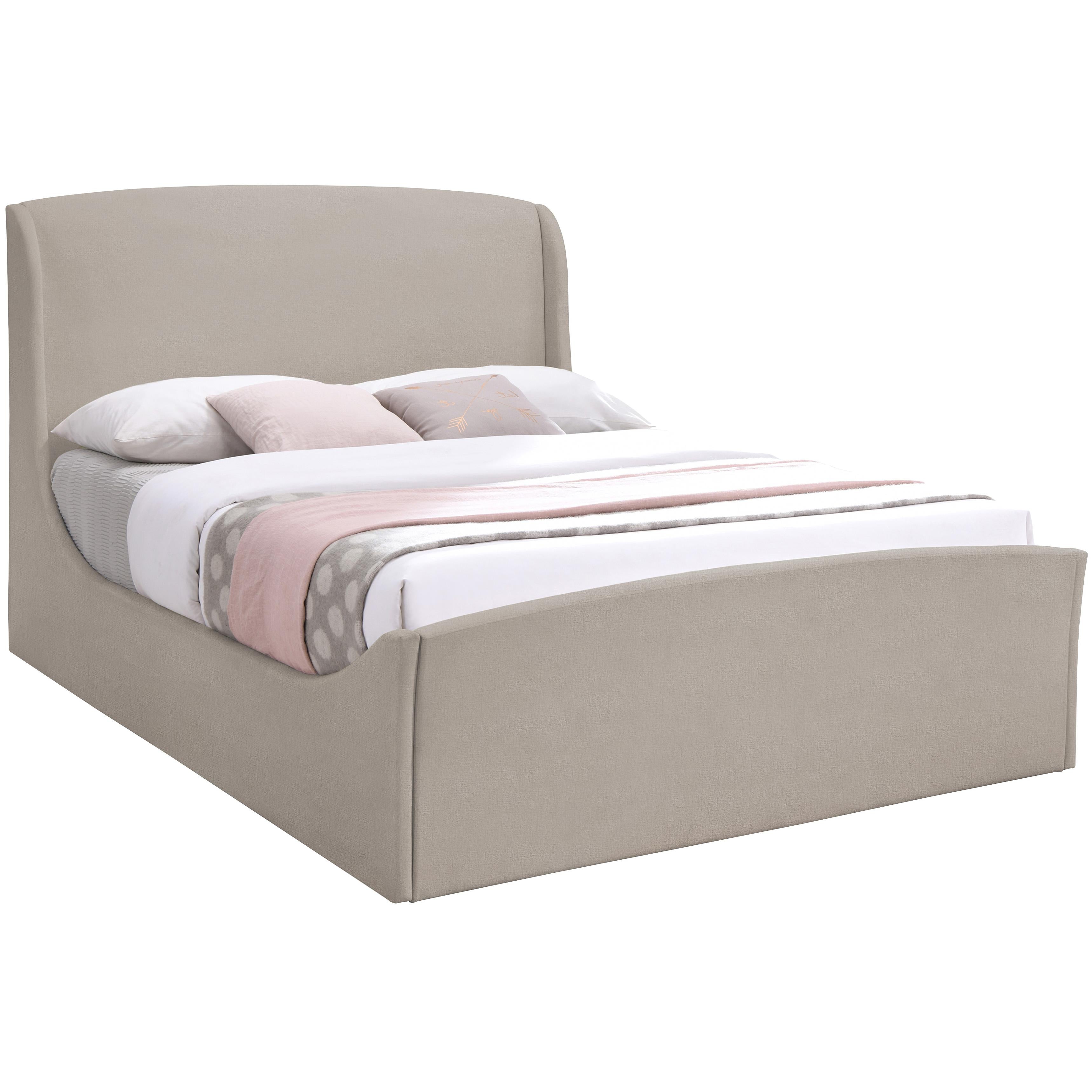 Meridian Tess Beige Velvet King Bed (3 Boxes)