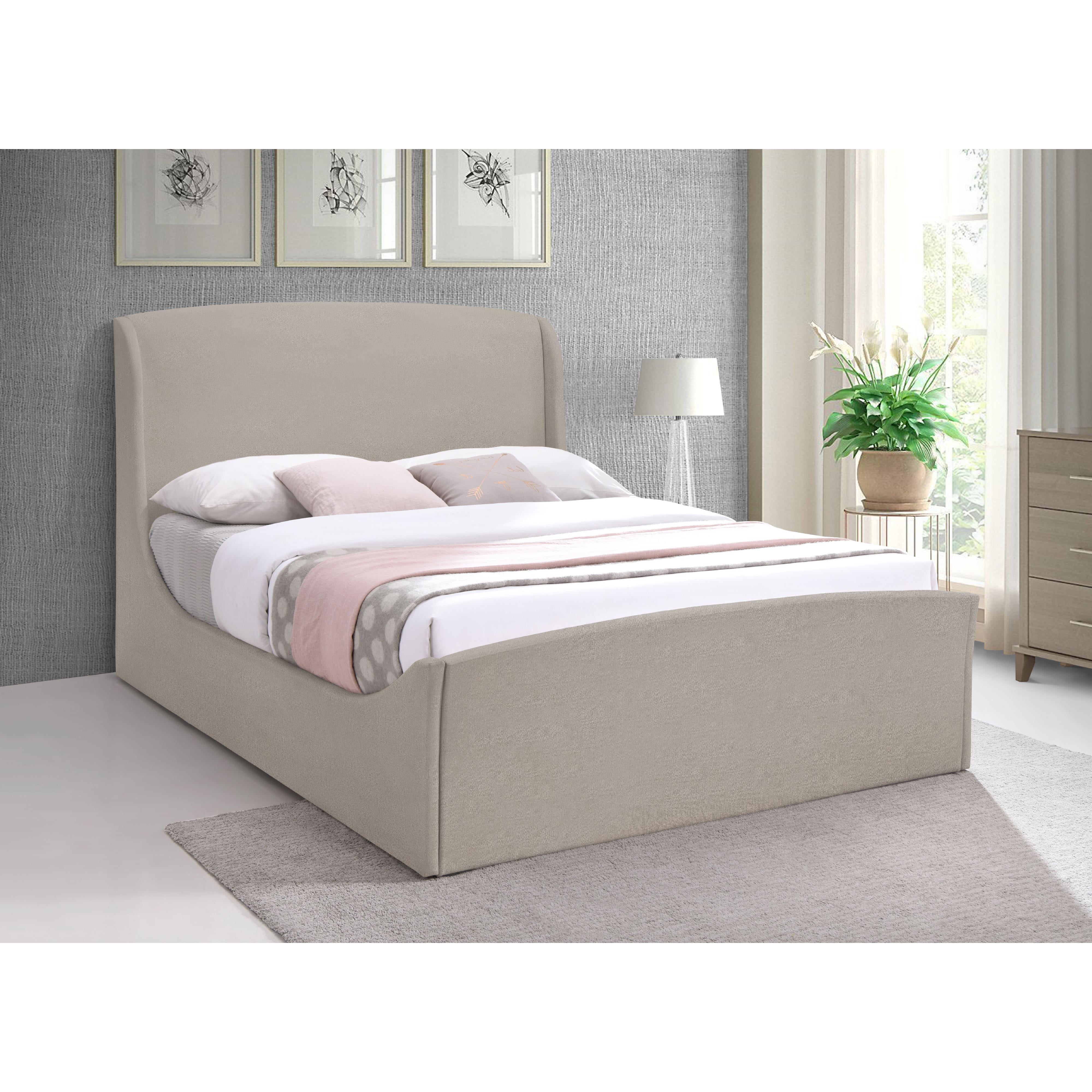 Meridian Tess Beige Velvet King Bed (3 Boxes)