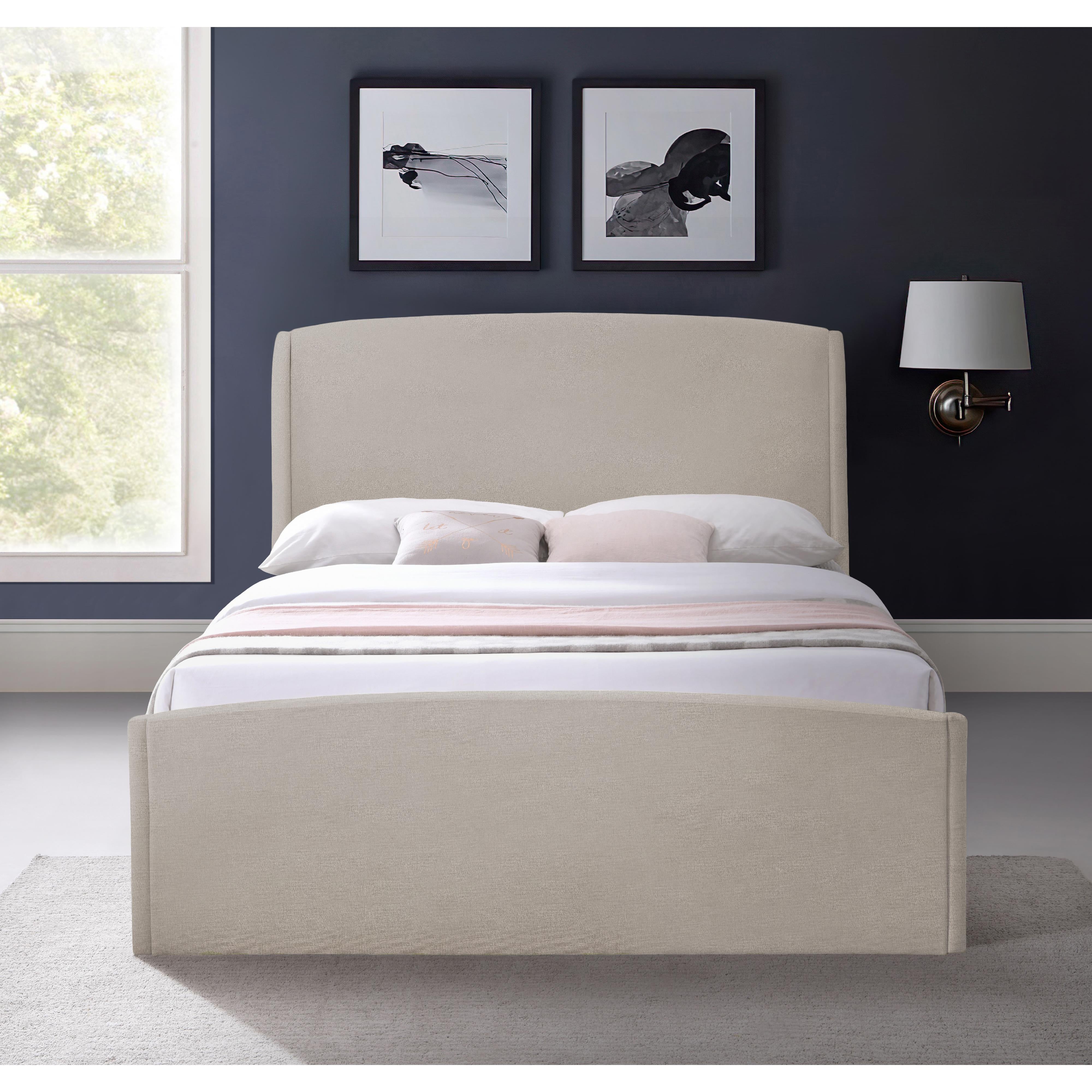 Meridian Tess Beige Velvet King Bed (3 Boxes)