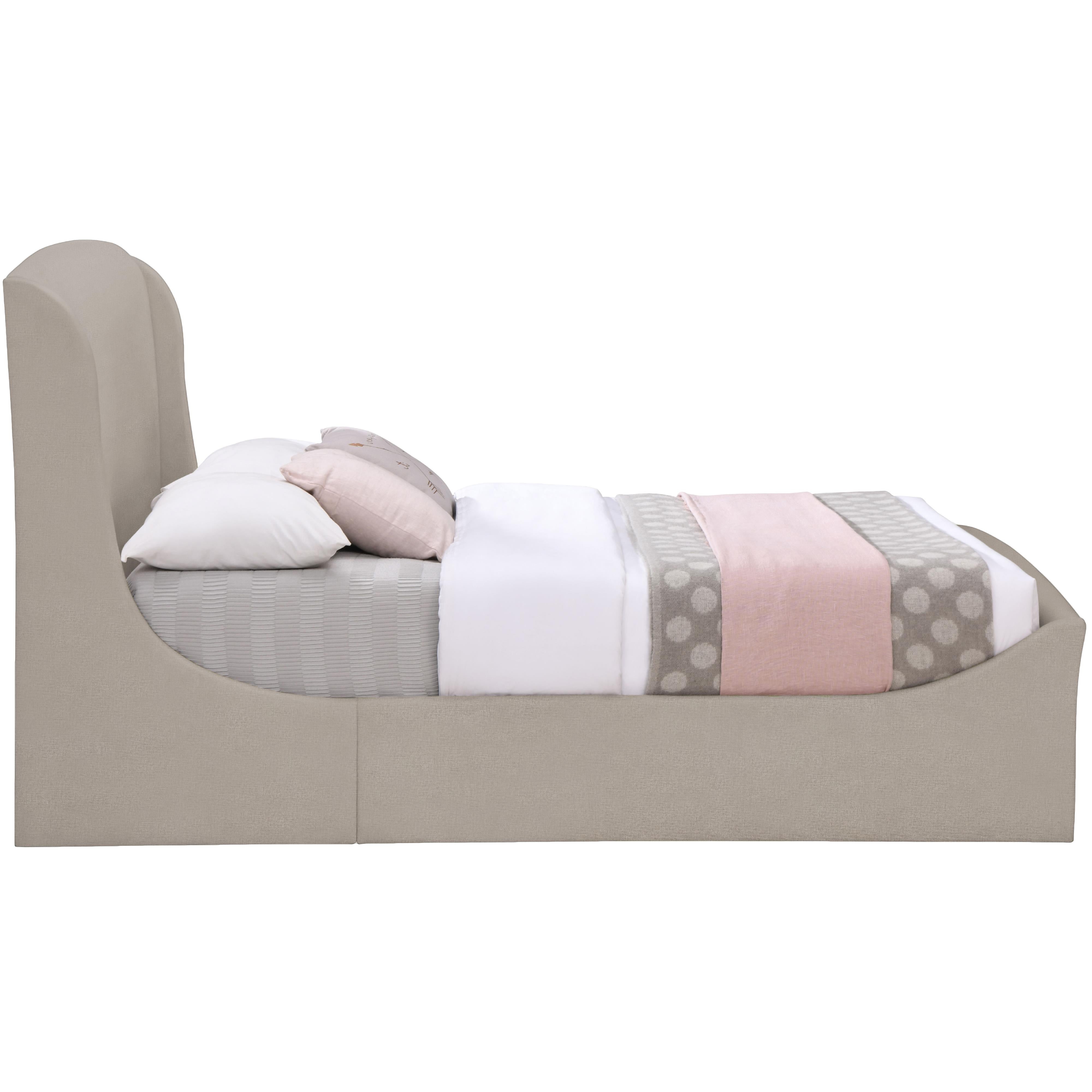 Meridian Tess Beige Velvet King Bed (3 Boxes)