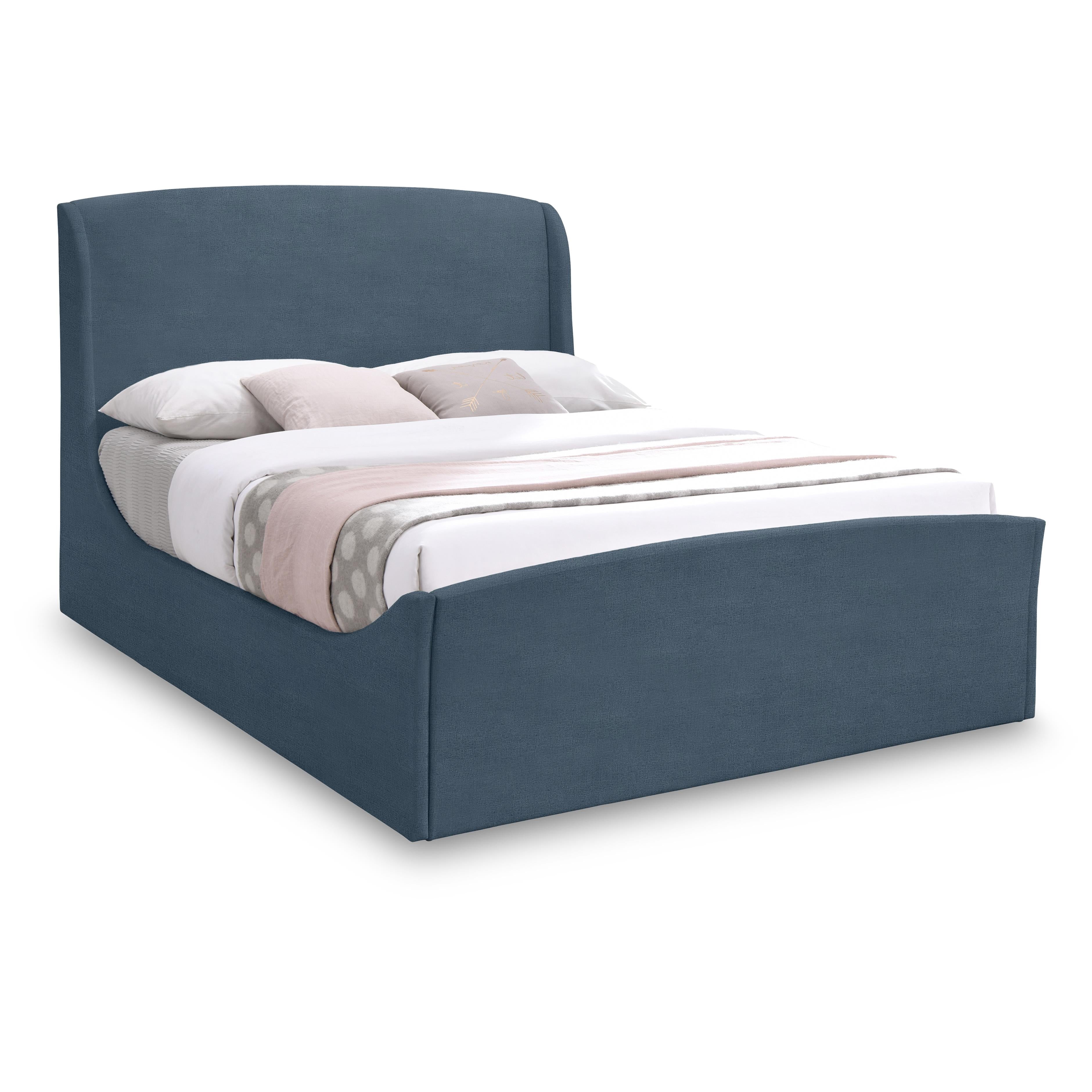 Meridian Tess Blue Velvet King Bed (3 Boxes)