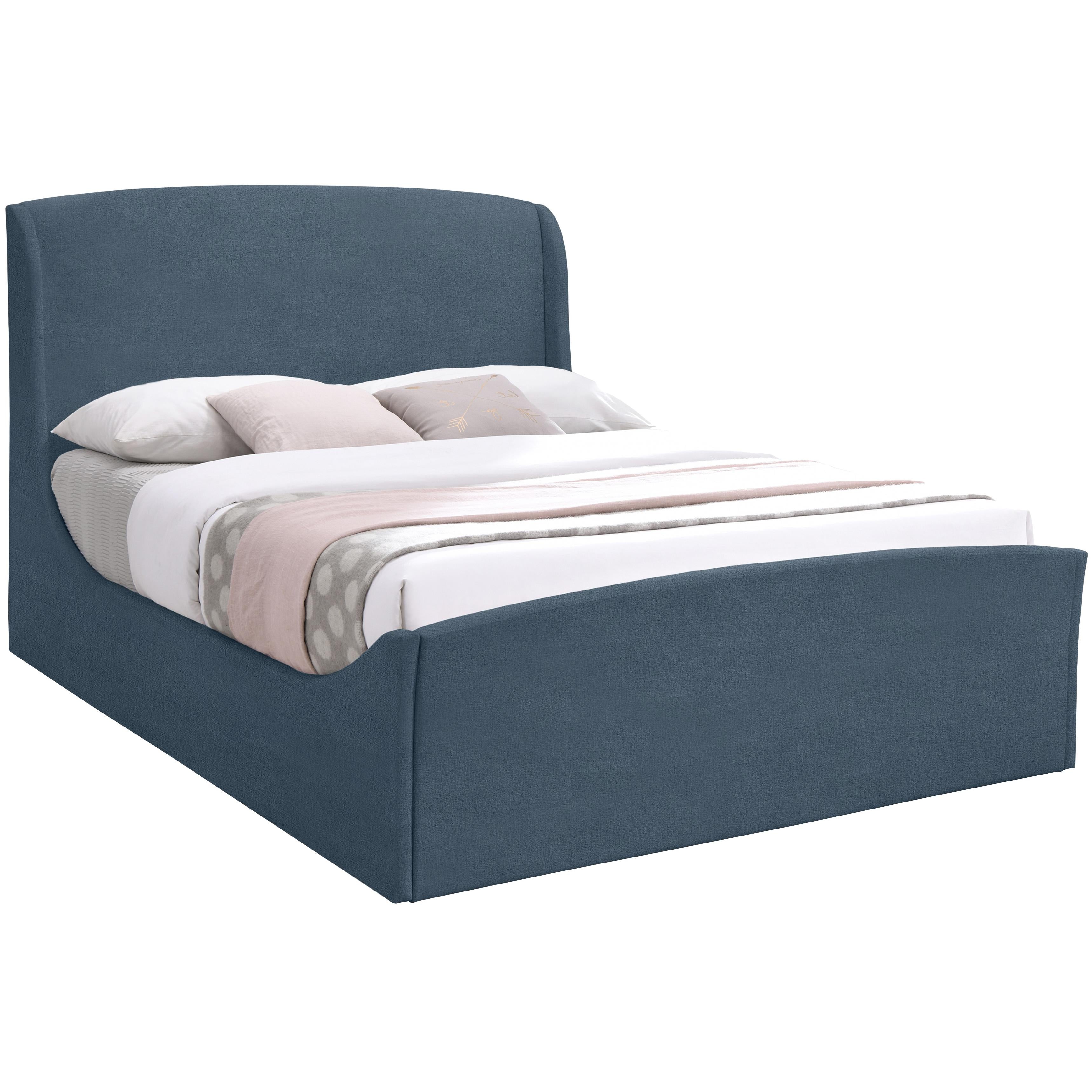 Meridian Tess Blue Velvet Queen Bed (3 Boxes)