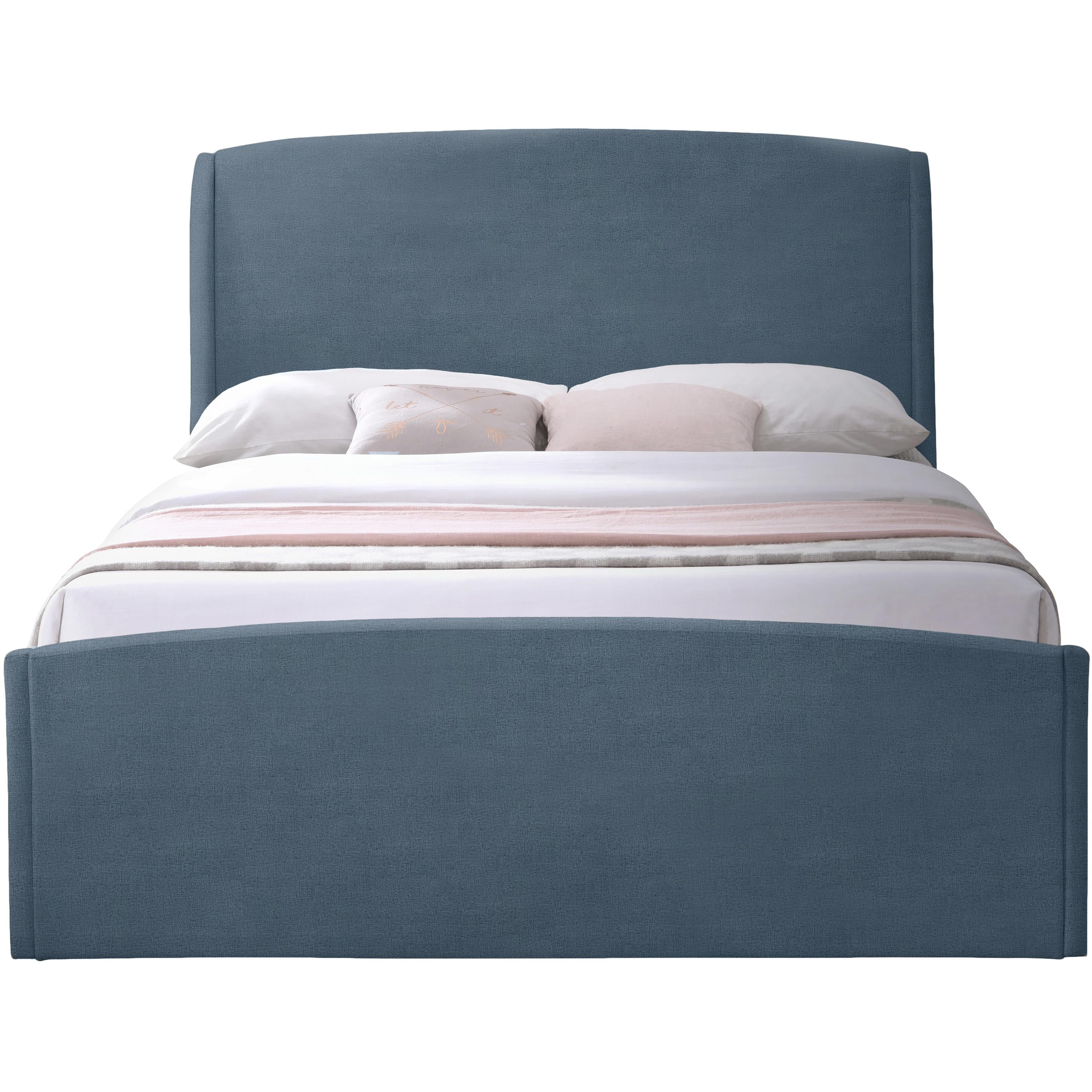 Meridian Tess Blue Velvet Queen Bed (3 Boxes)