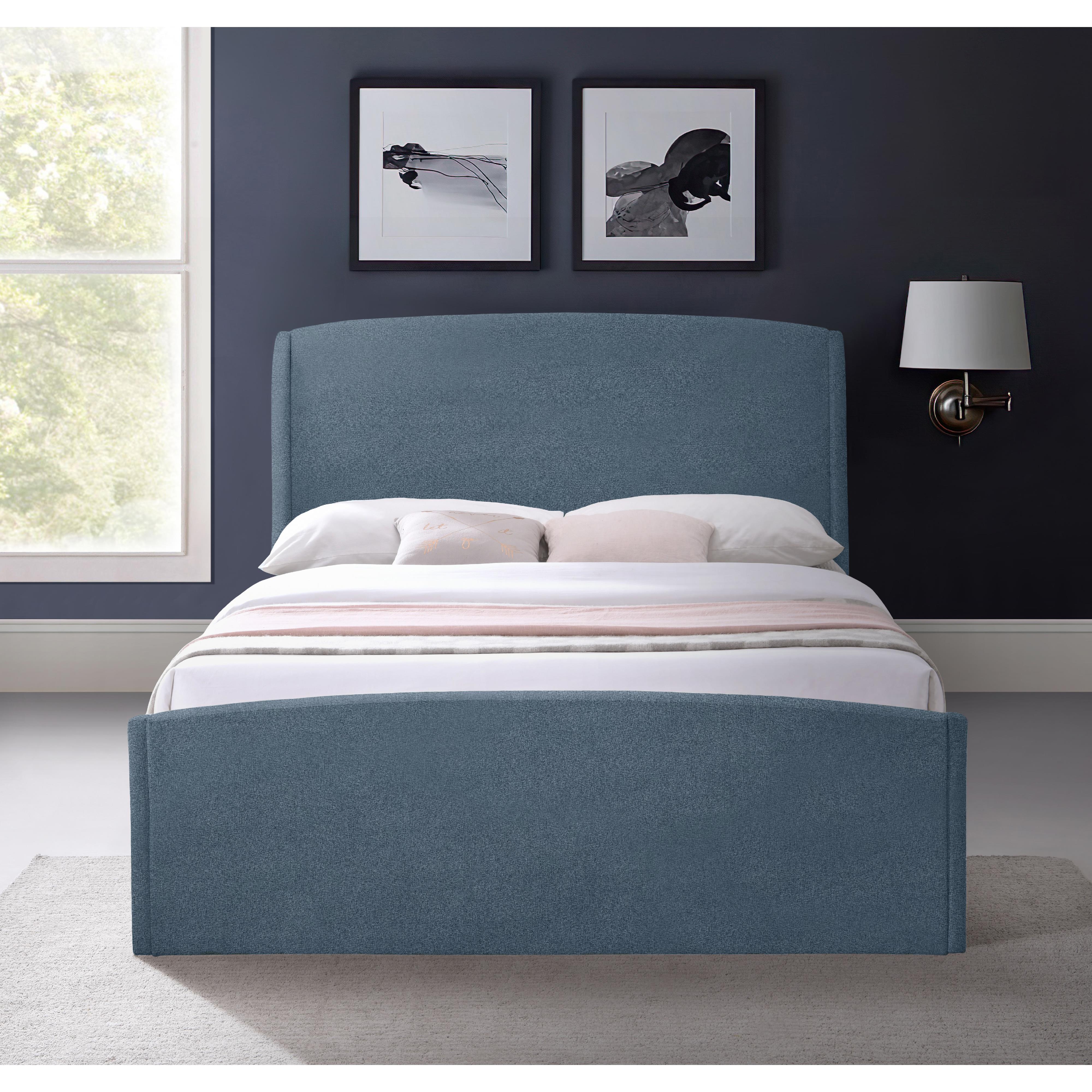 Meridian Tess Blue Velvet Queen Bed (3 Boxes)