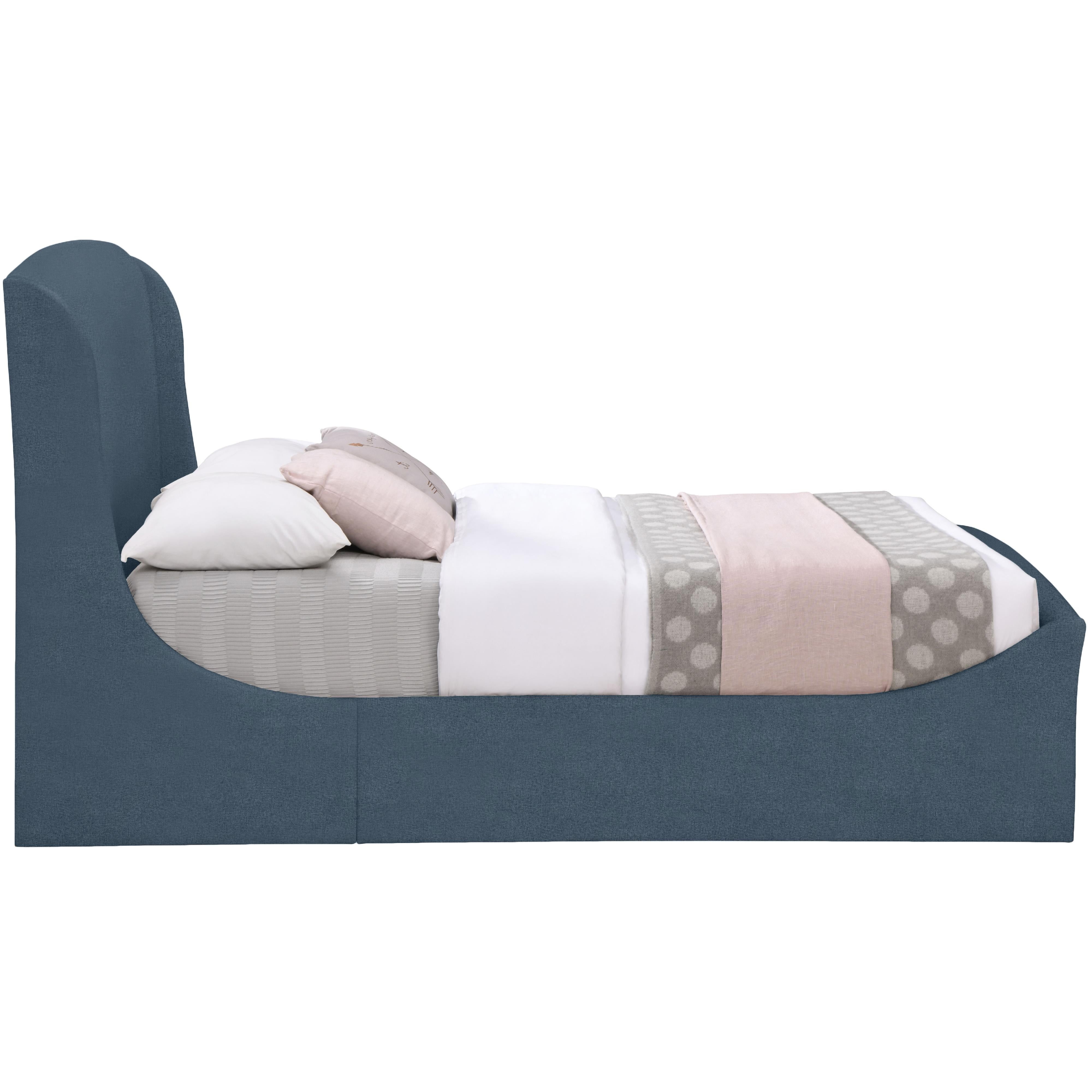 Meridian Tess Blue Velvet Queen Bed (3 Boxes)