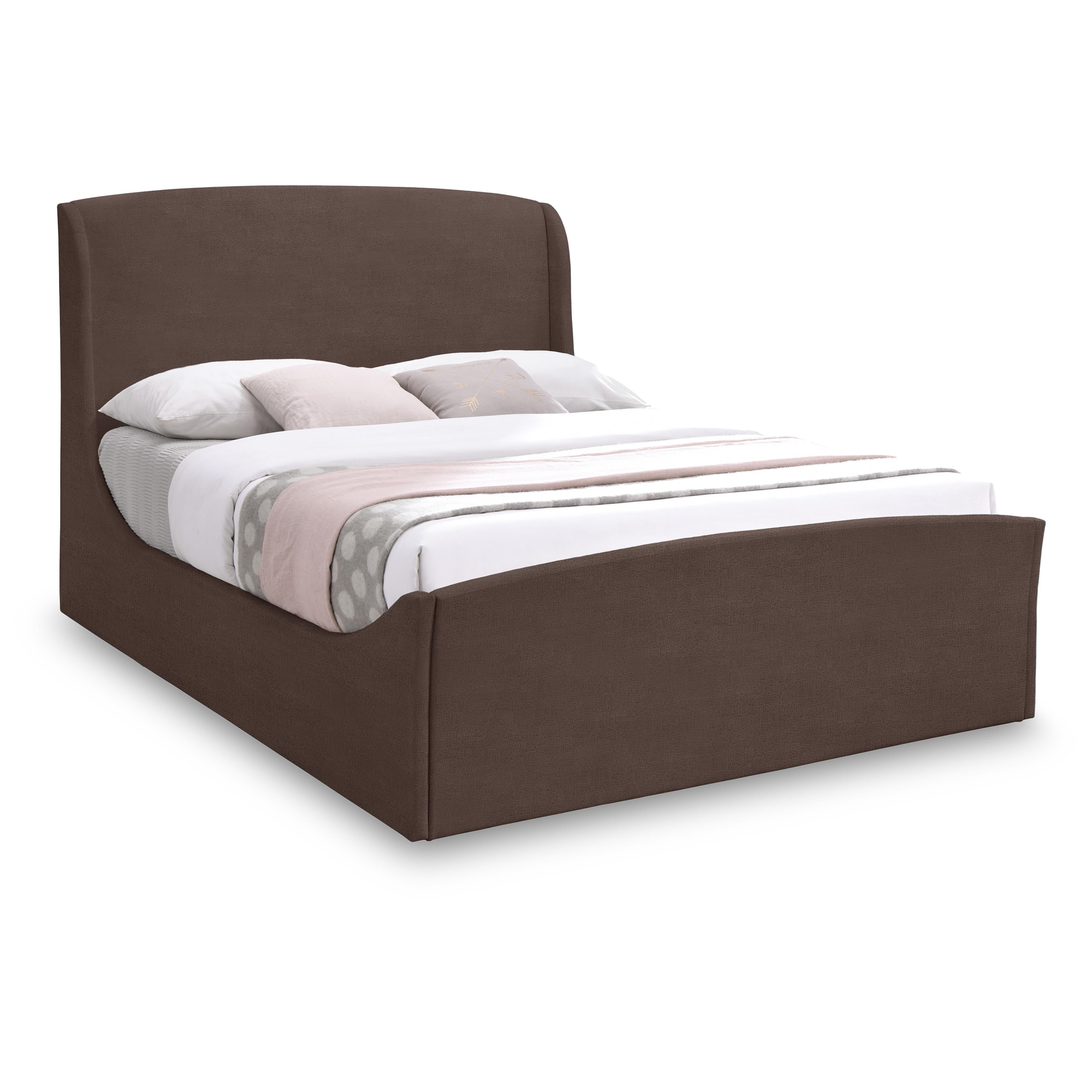 Meridian Tess Brown Velvet King Bed (3 Boxes)