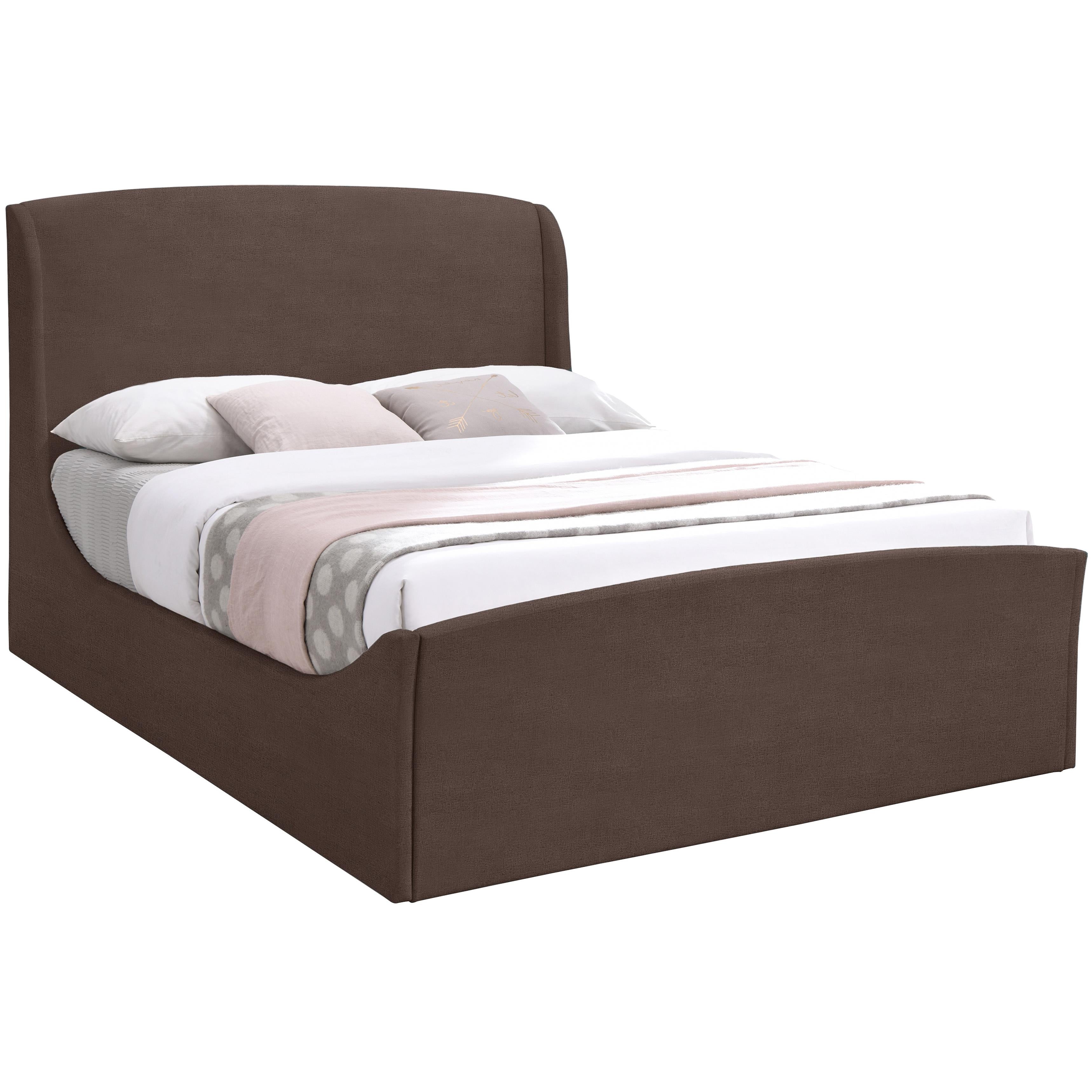 Meridian Tess Brown Velvet King Bed (3 Boxes)